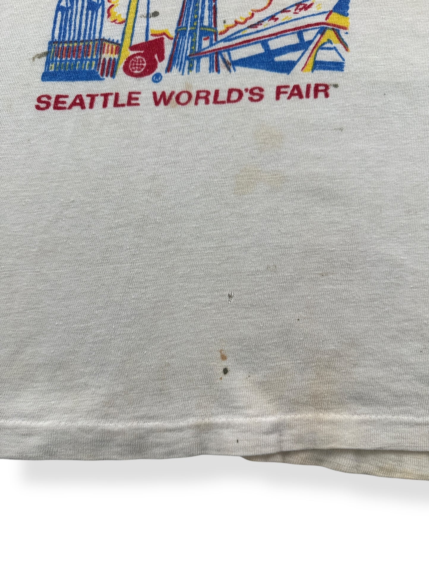 Stains on Vintage Seattle World's Fair Tee SZ Youth L (Fits Adult XS)