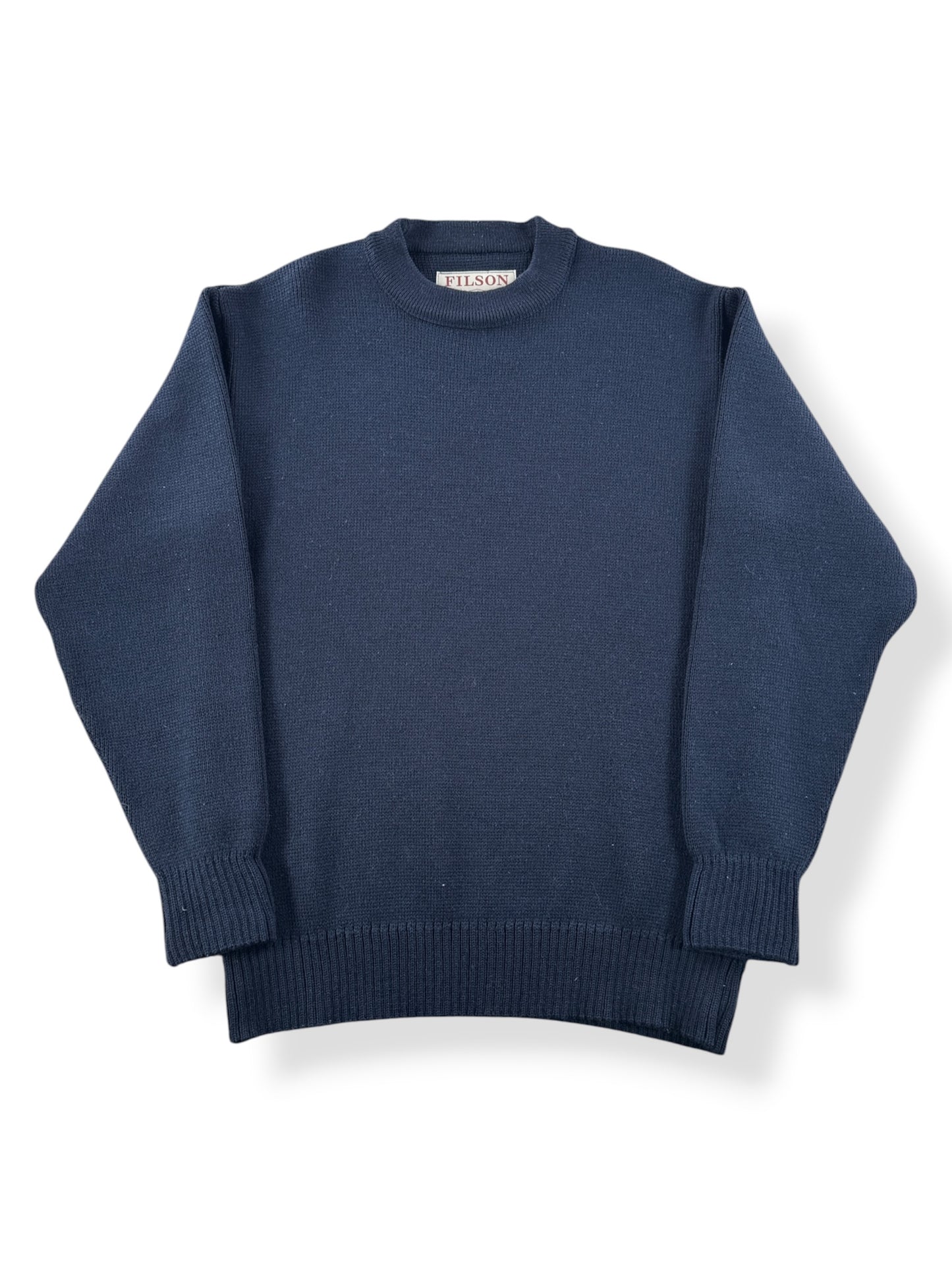 Front of Filson Dark Navy Crewneck Guide Sweater SZ L