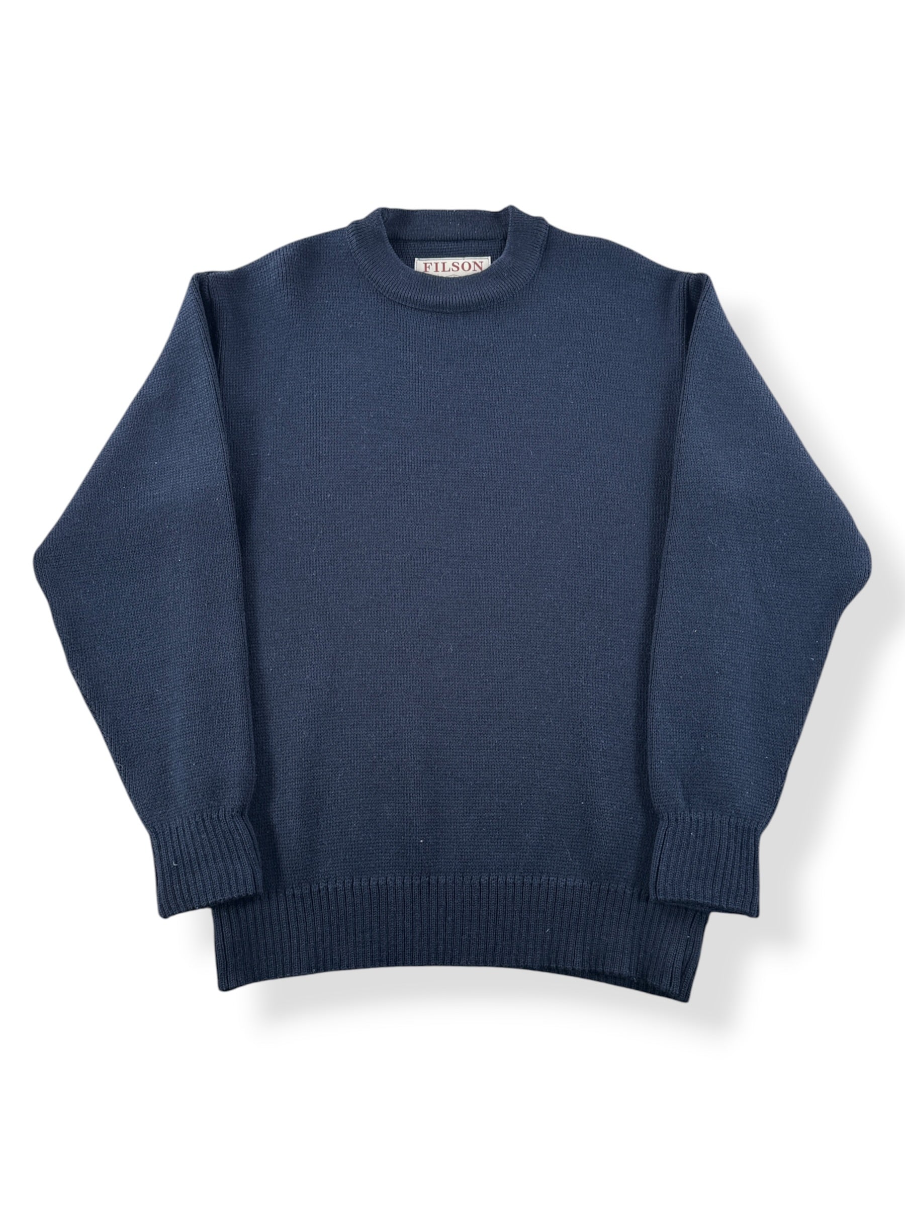 Front of Filson Dark Navy Crewneck Guide Sweater SZ L