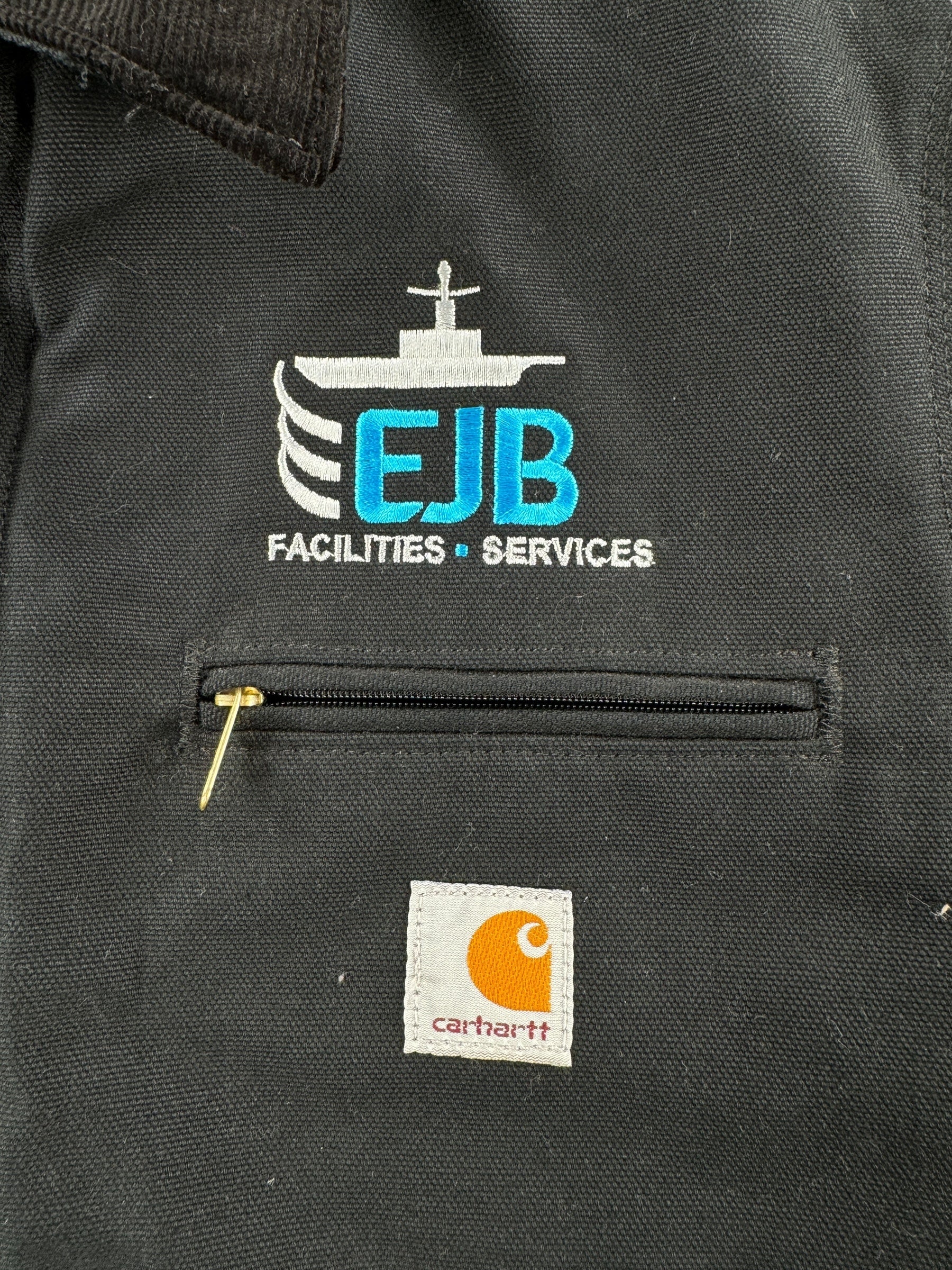 Embroidery on Crispy Black EJB Carhartt Detroit Jacket SZ S
