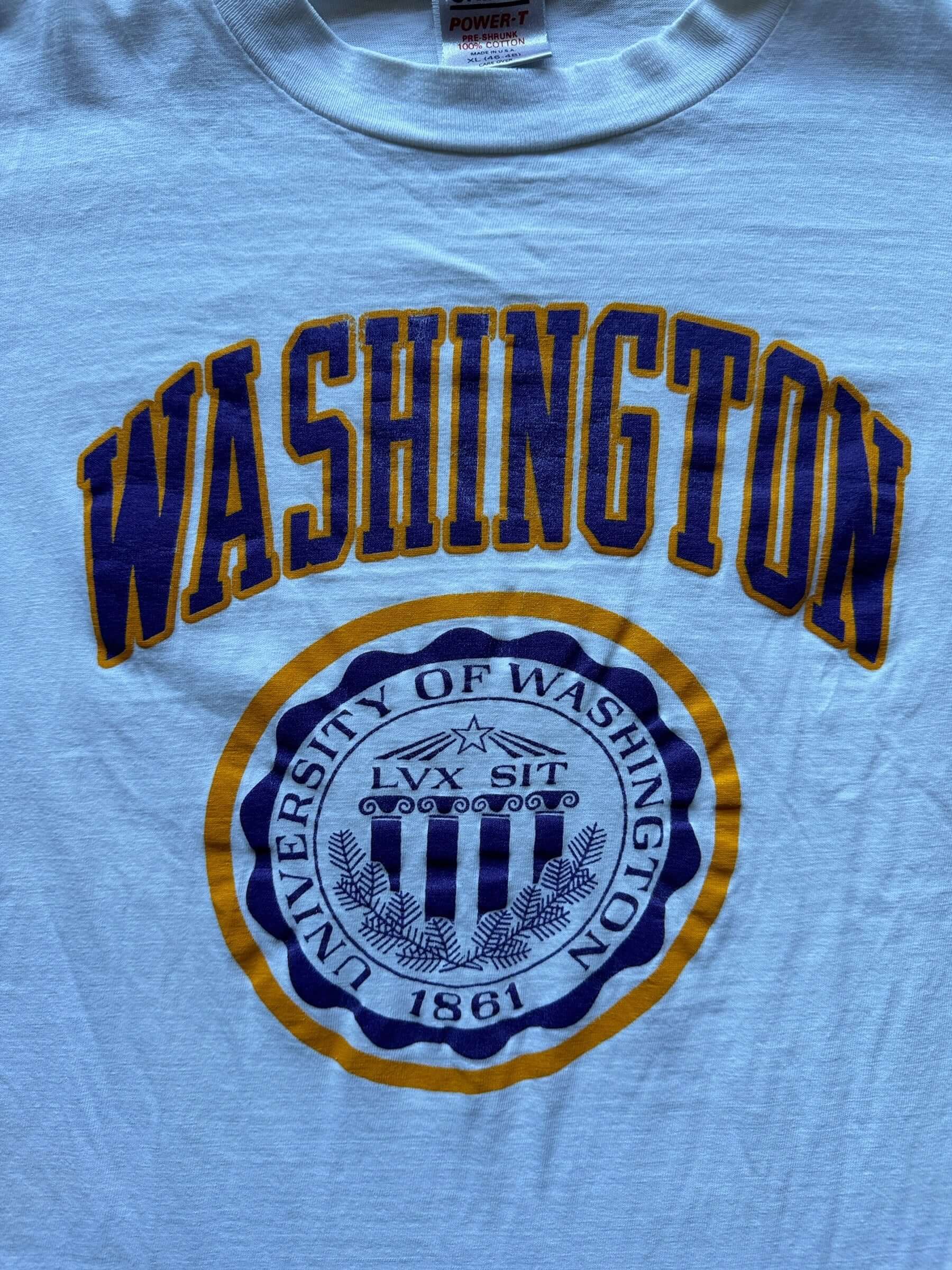 Front Graphic of Vintage Oneita University of Washington Tee SZ XL