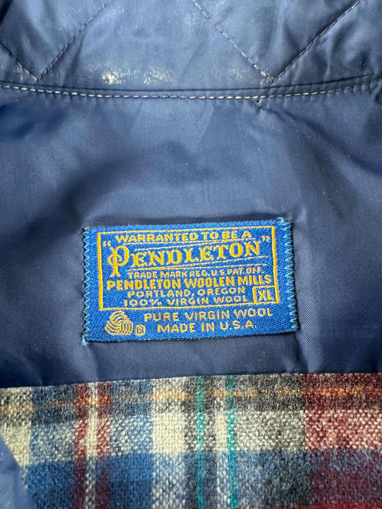 Tag on Vintage Pendleton Maroon & White Flannel SZ XL