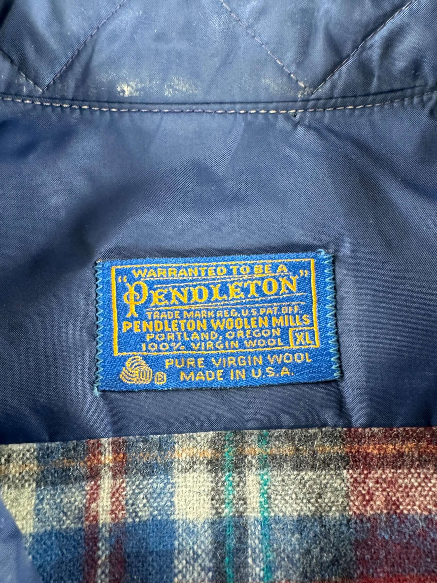 Tag on Vintage Pendleton Maroon & White Flannel SZ XL