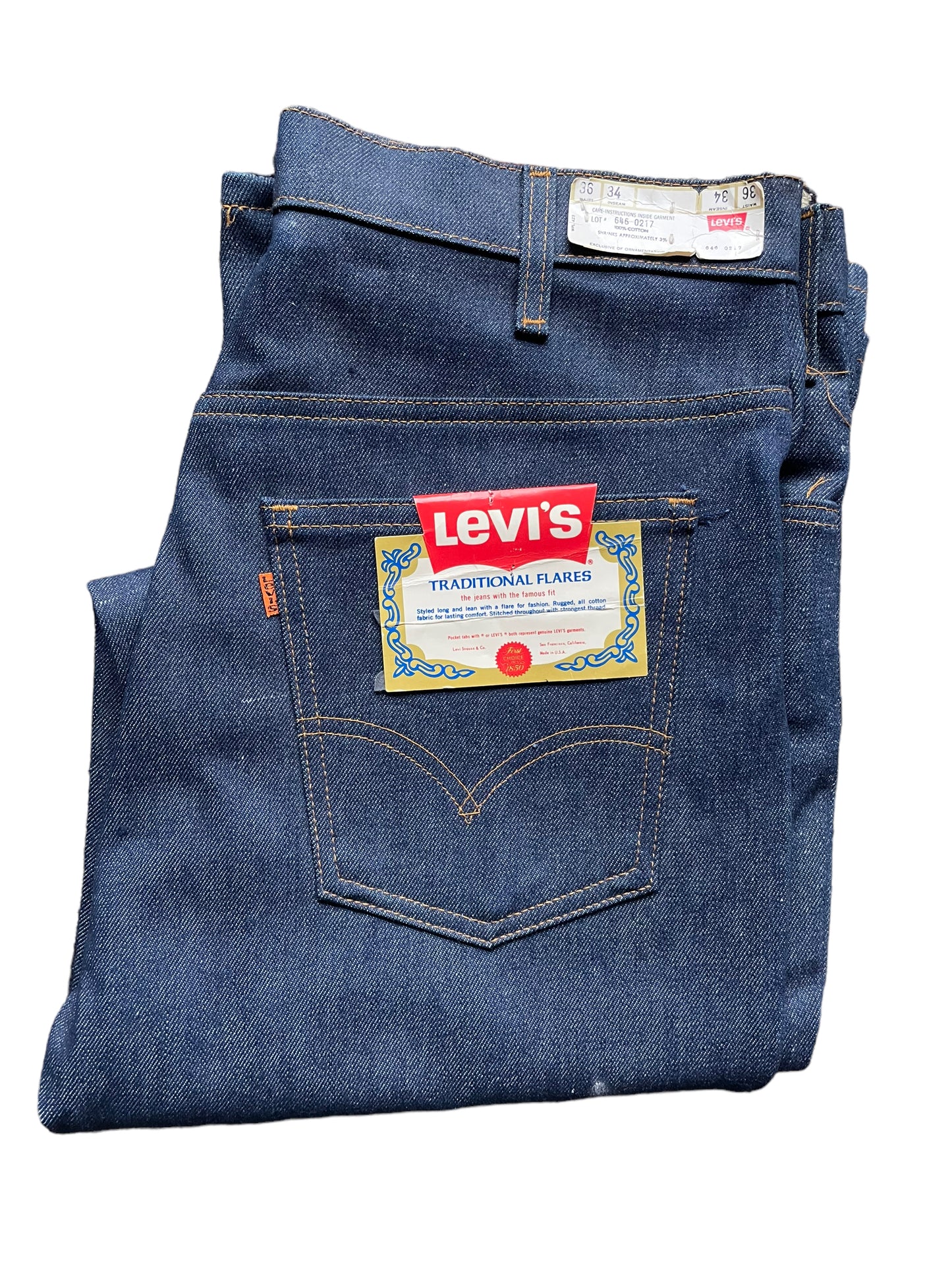 Folded view of Vintage 80s Levi's 646 Flares | Seattle Deadstock Levi's | Barn Owl Vintage