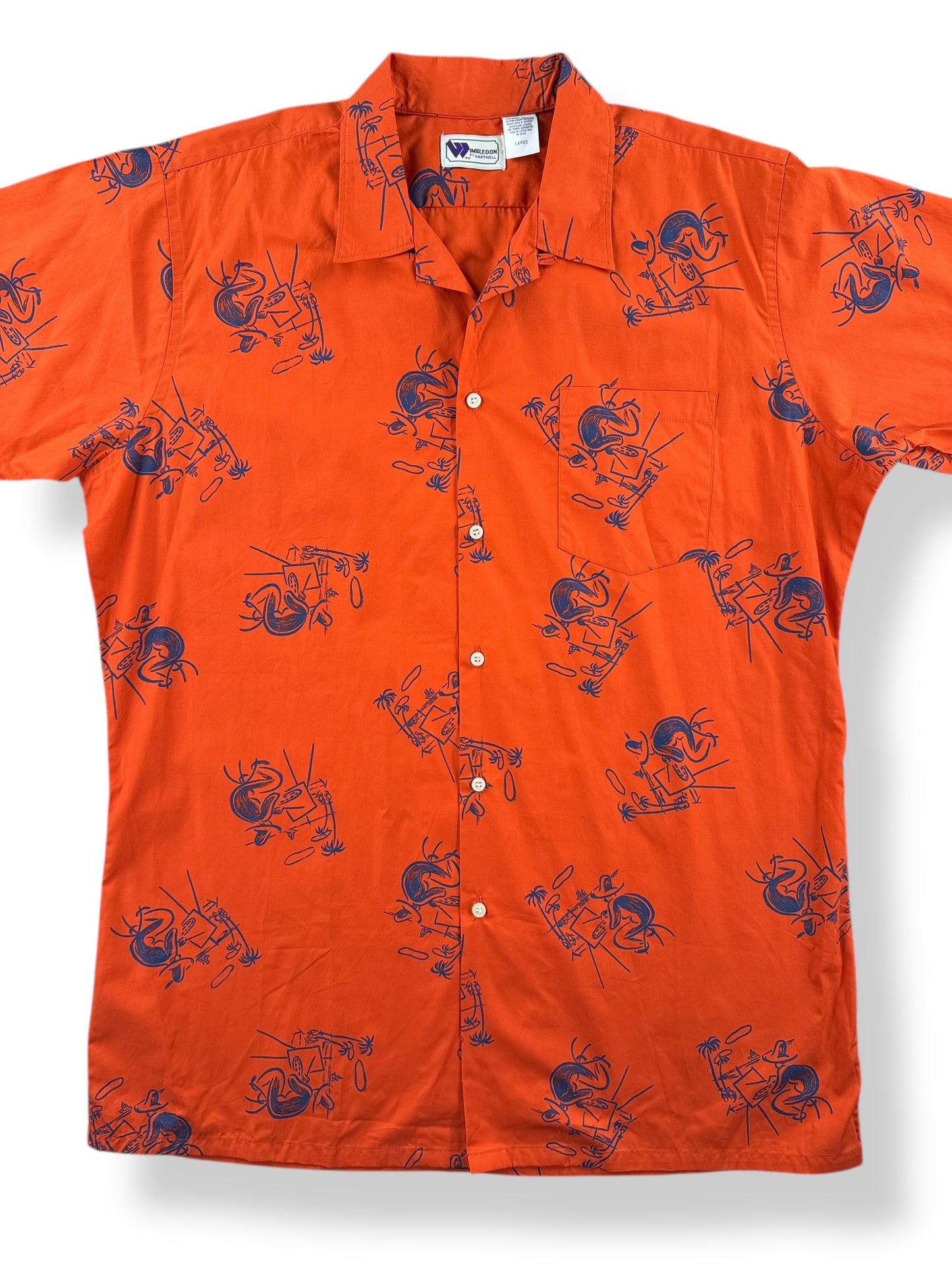 Front Close Up of Vintage Wimbledon by Hartwell Aloha Shirt SZ L