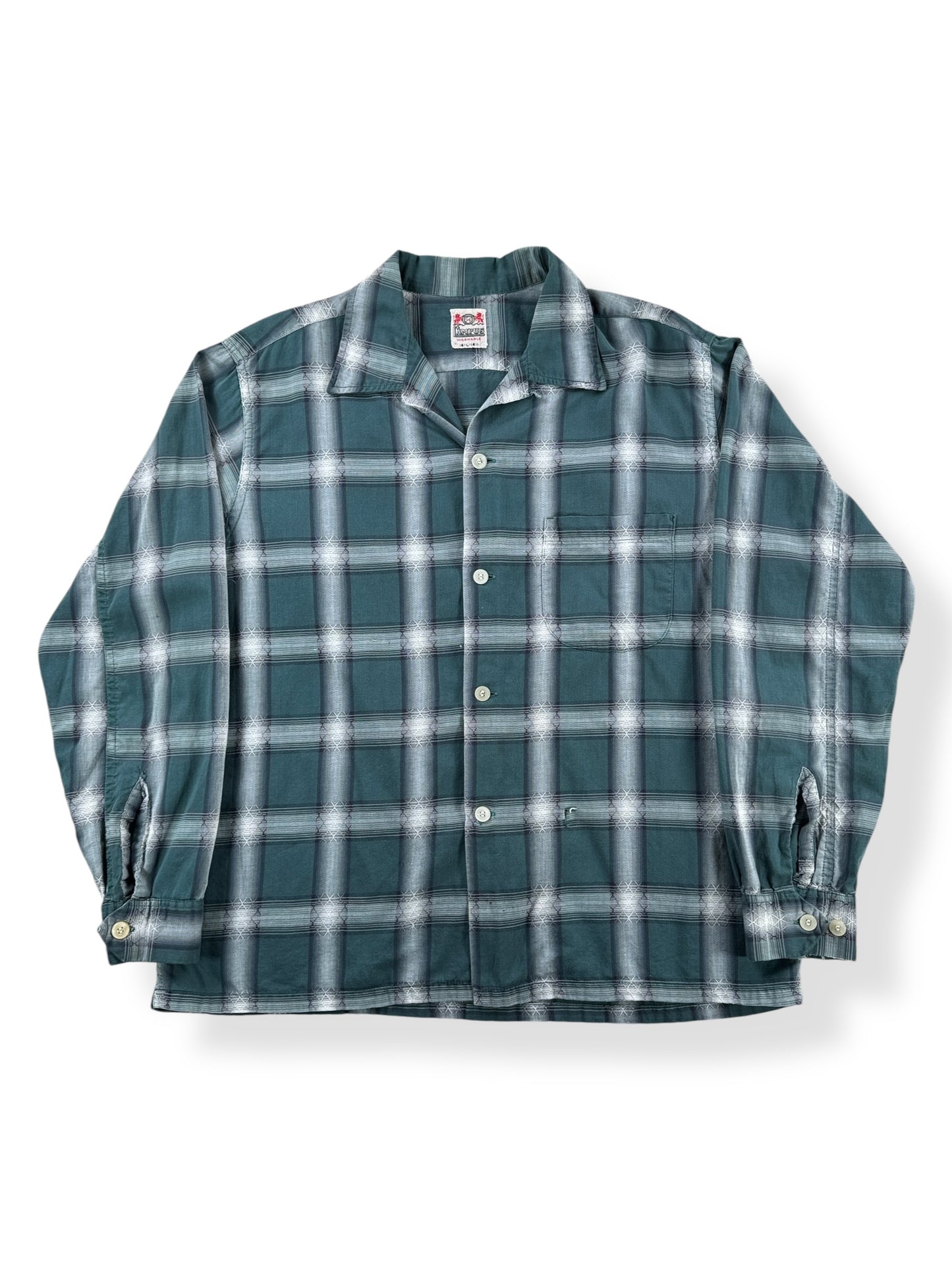 Front of Vintage Campus Long Sleeve Loop Collar Shirt SZ L