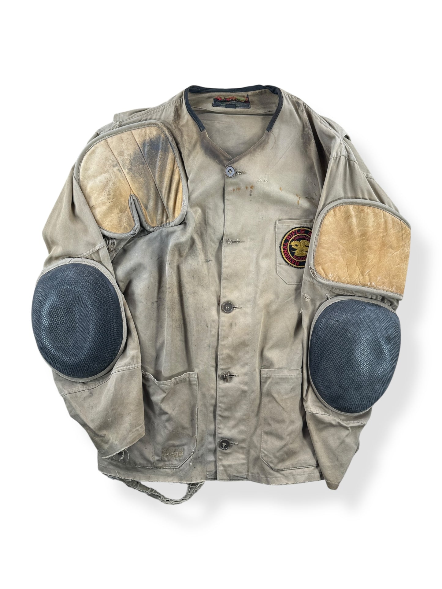 Front of Vintage Shooting Jacket w/ Great Patches SZ 44 (Fits M)