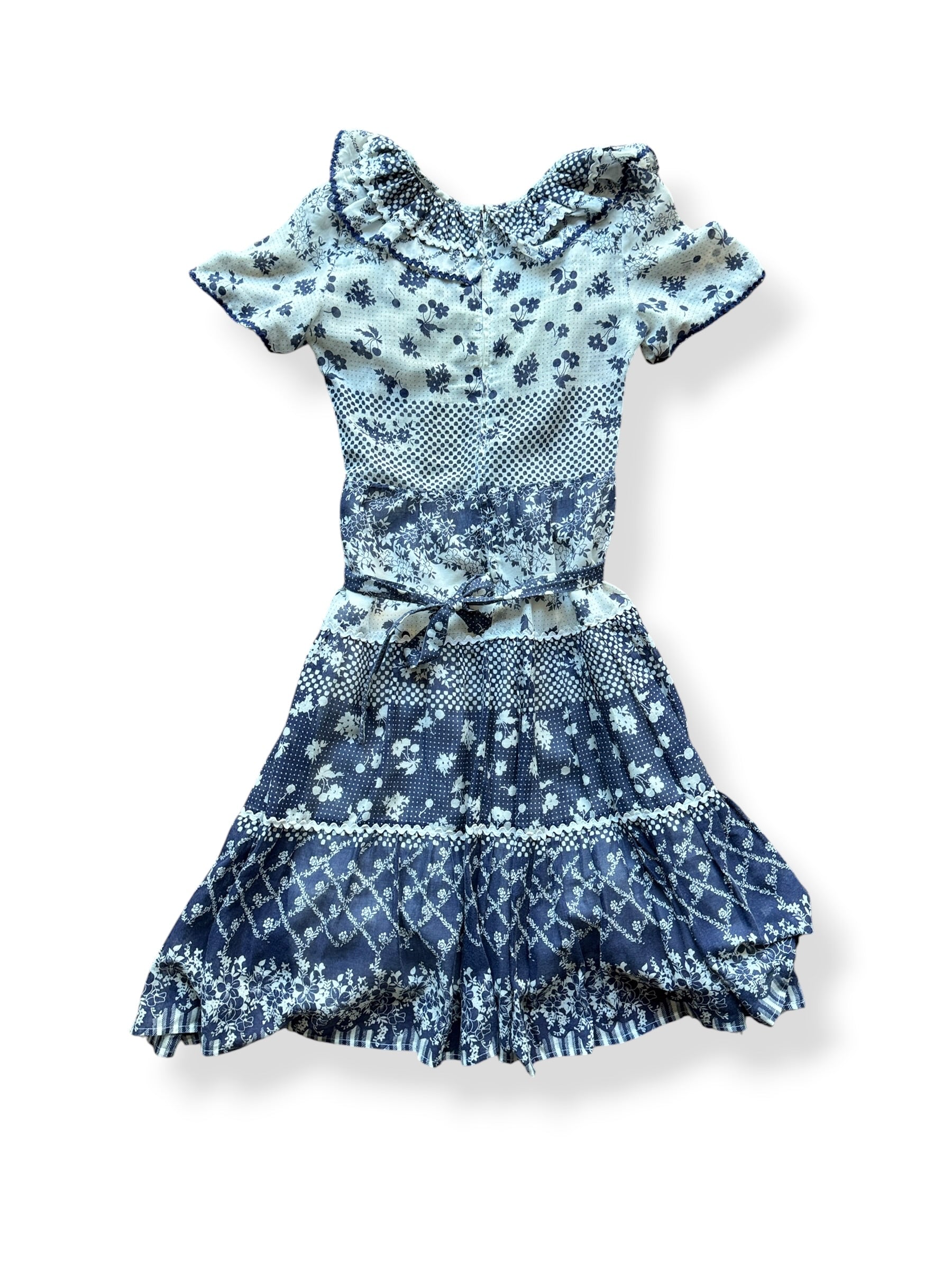 Back of Vintage Navy Tiered Rick Rack Dress SZ S
