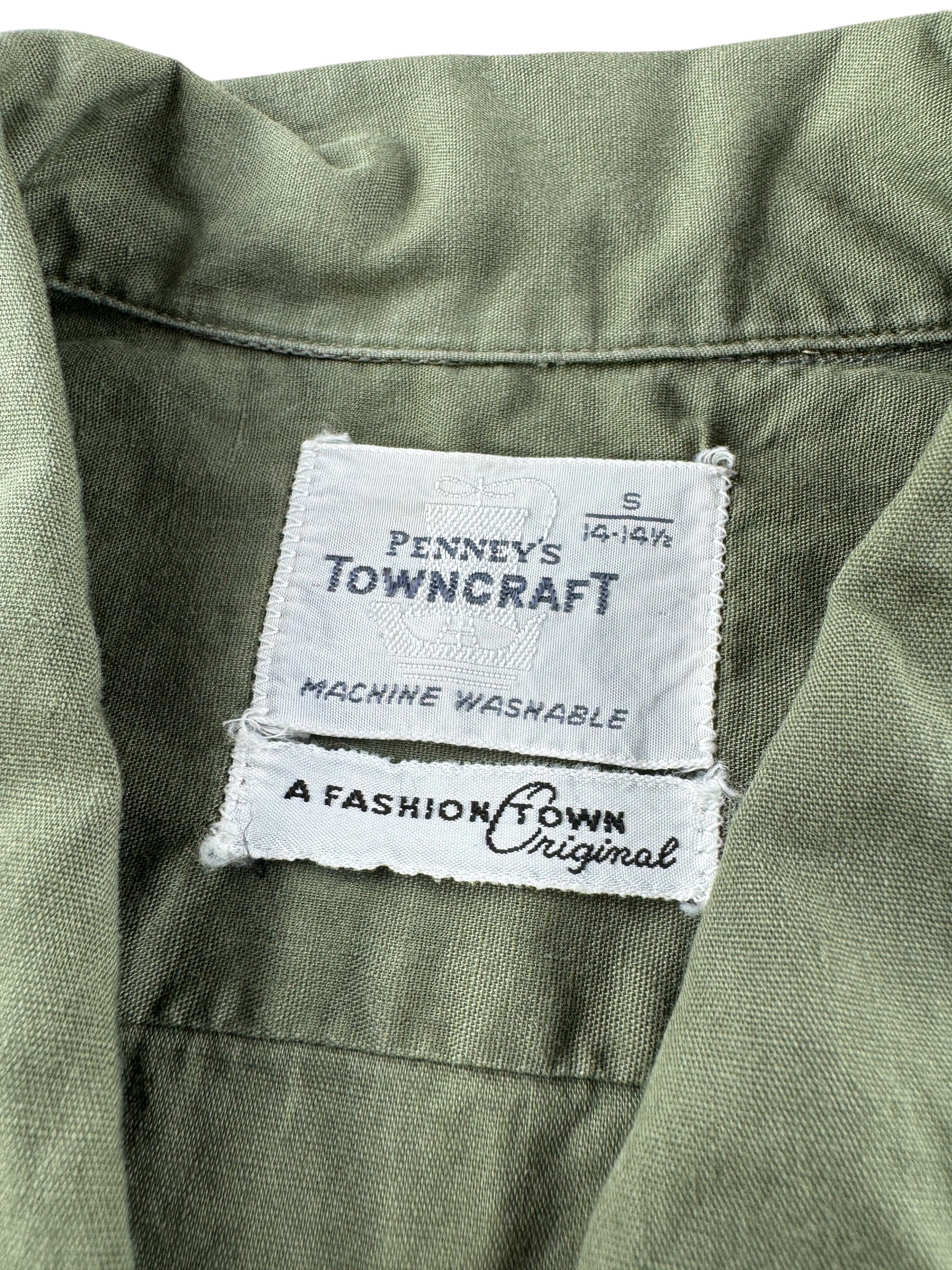 Tag on Vintage 60's Towncraft Button Up Shirt SZ S