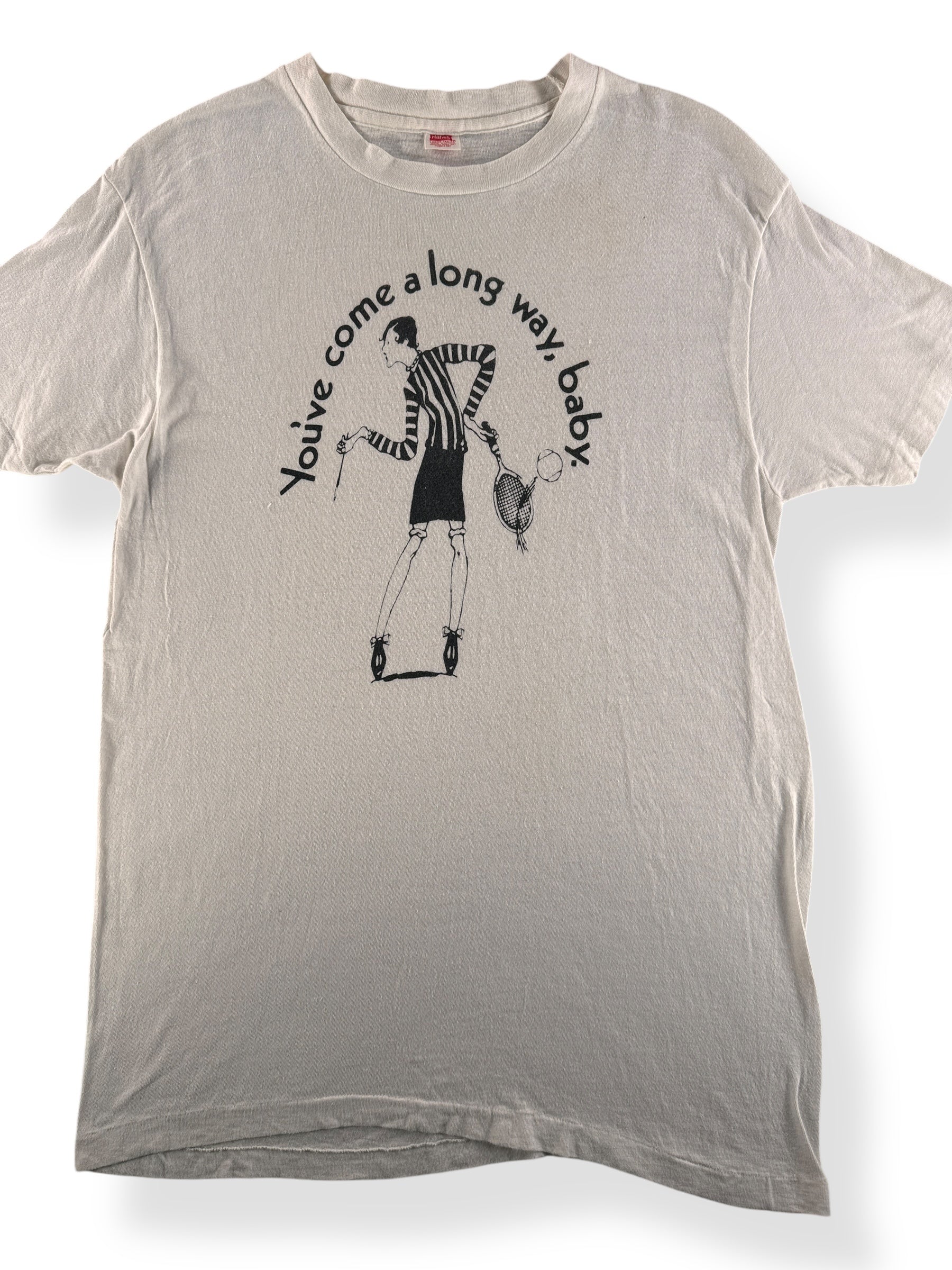 Front Close Up of Vintage Virginia Slims You've Come A Long Way Baby Tee SZ M