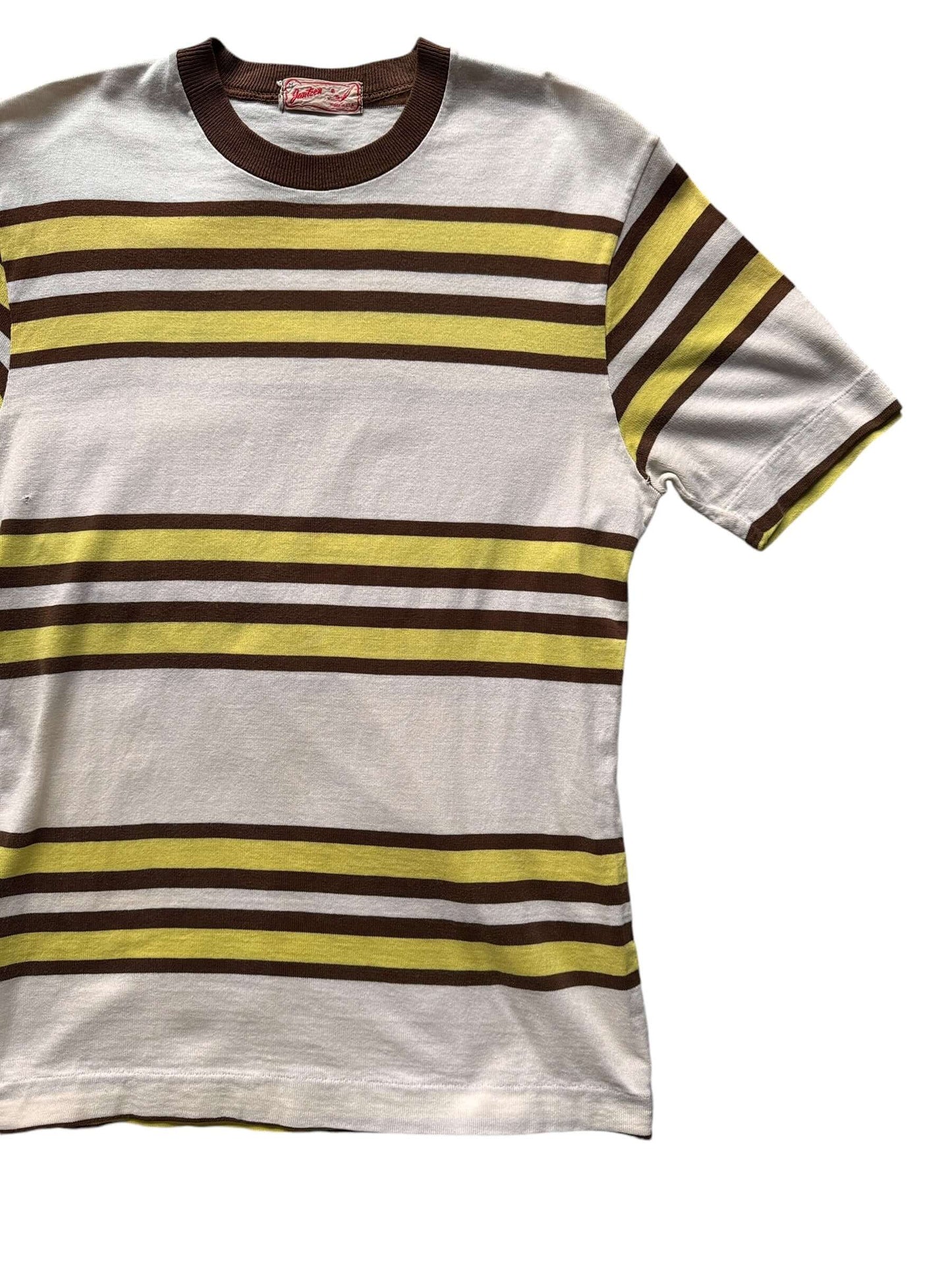 Front Left View of Vintage 1940s Jantzen Striped Cotton Tee Size M