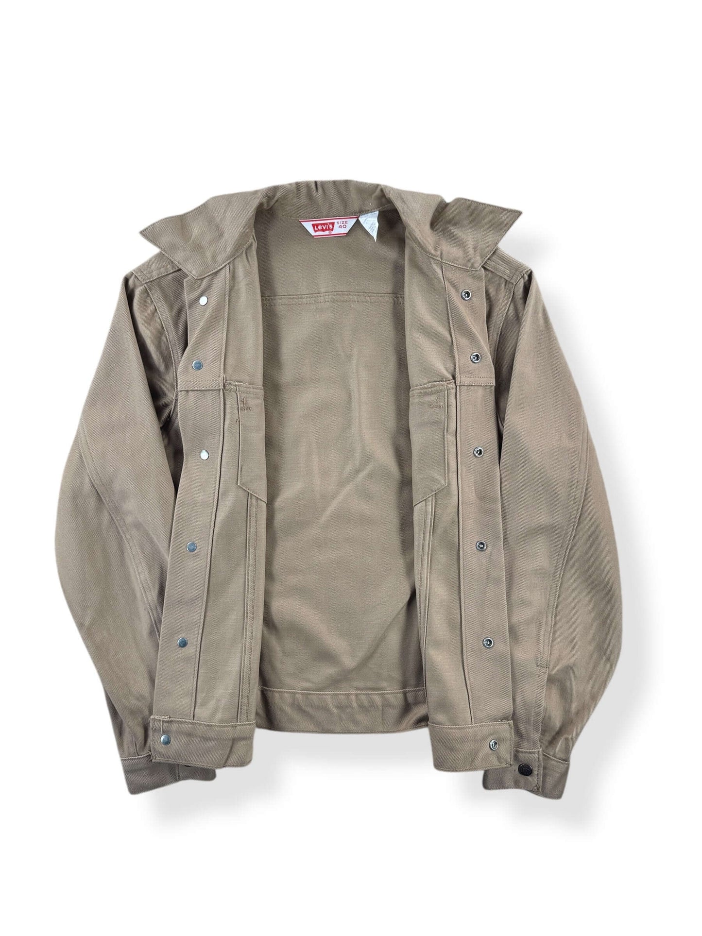 Inside of Vintage Levis 70505-4023 Beige Trucker Jacket SZ 40