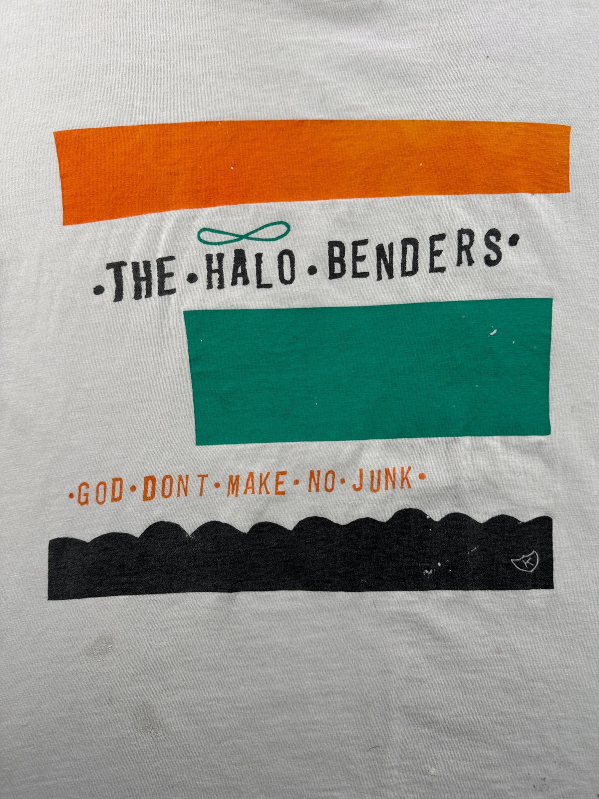 Front graphic on Vintage Halo Benders God Don't Make No Junk Tee SZ L