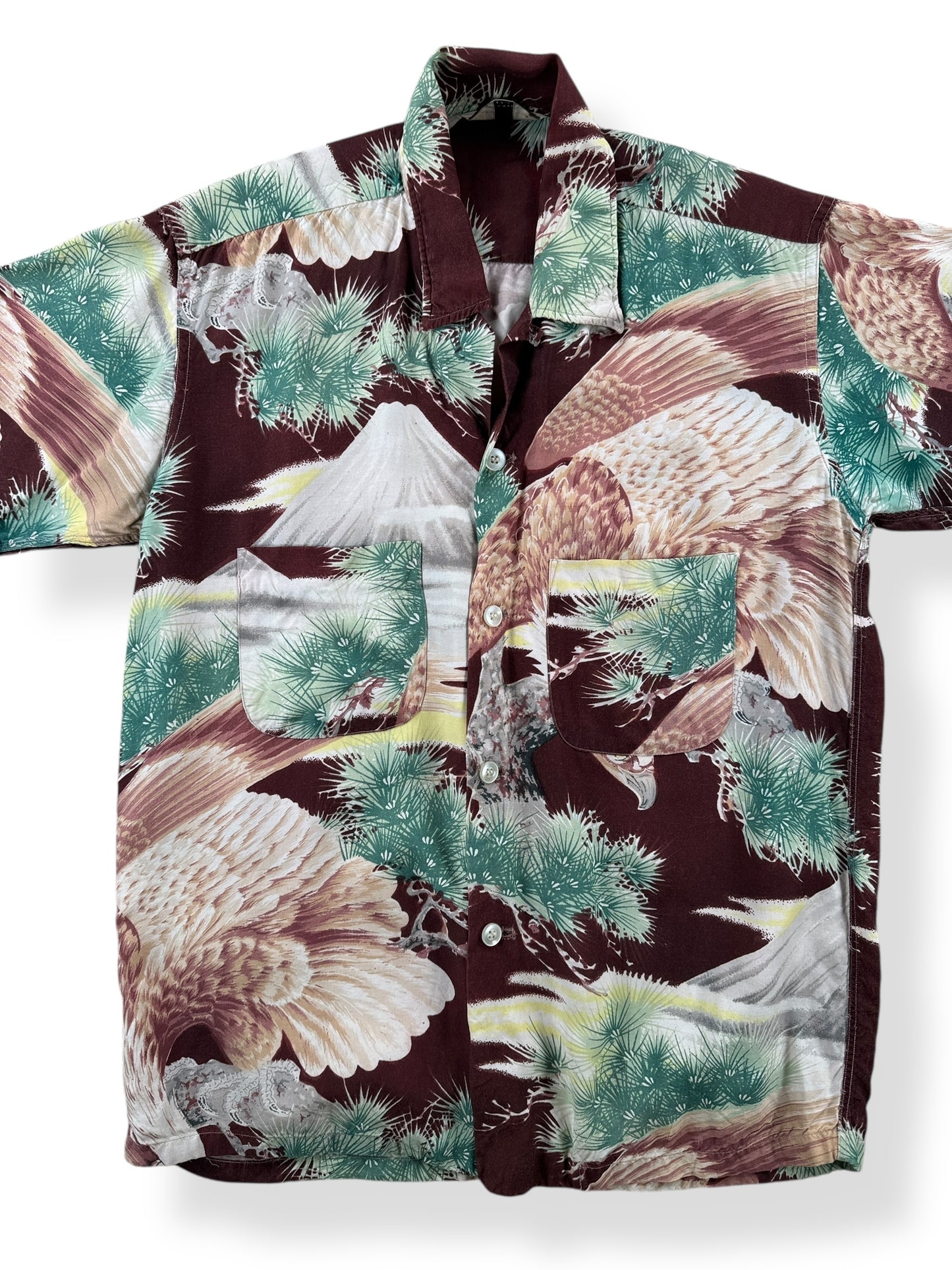 Front Close Up of Vintage Penney's Fiji Rayon Aloha Top SZ 14