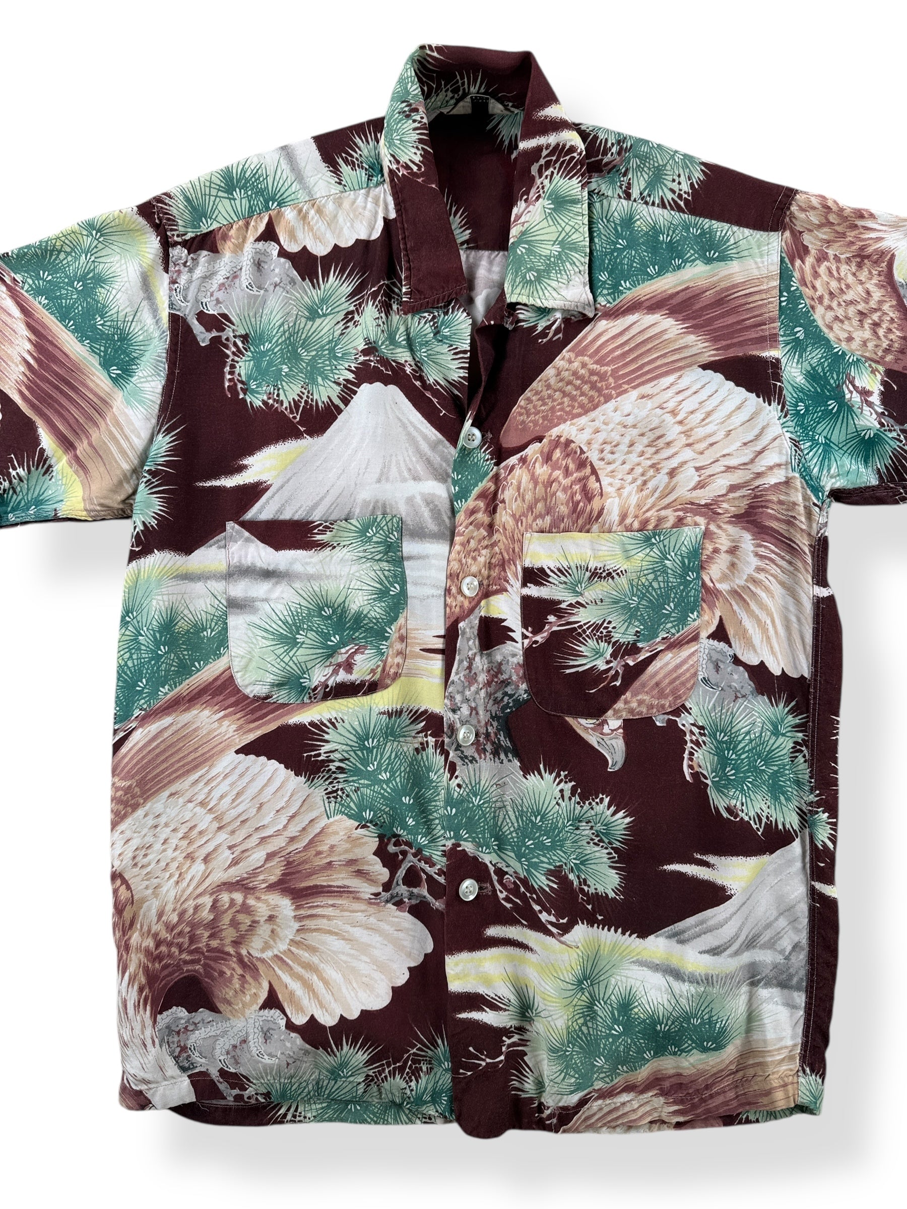 Front Close Up of Vintage Penney's Fiji Rayon Aloha Top SZ 14