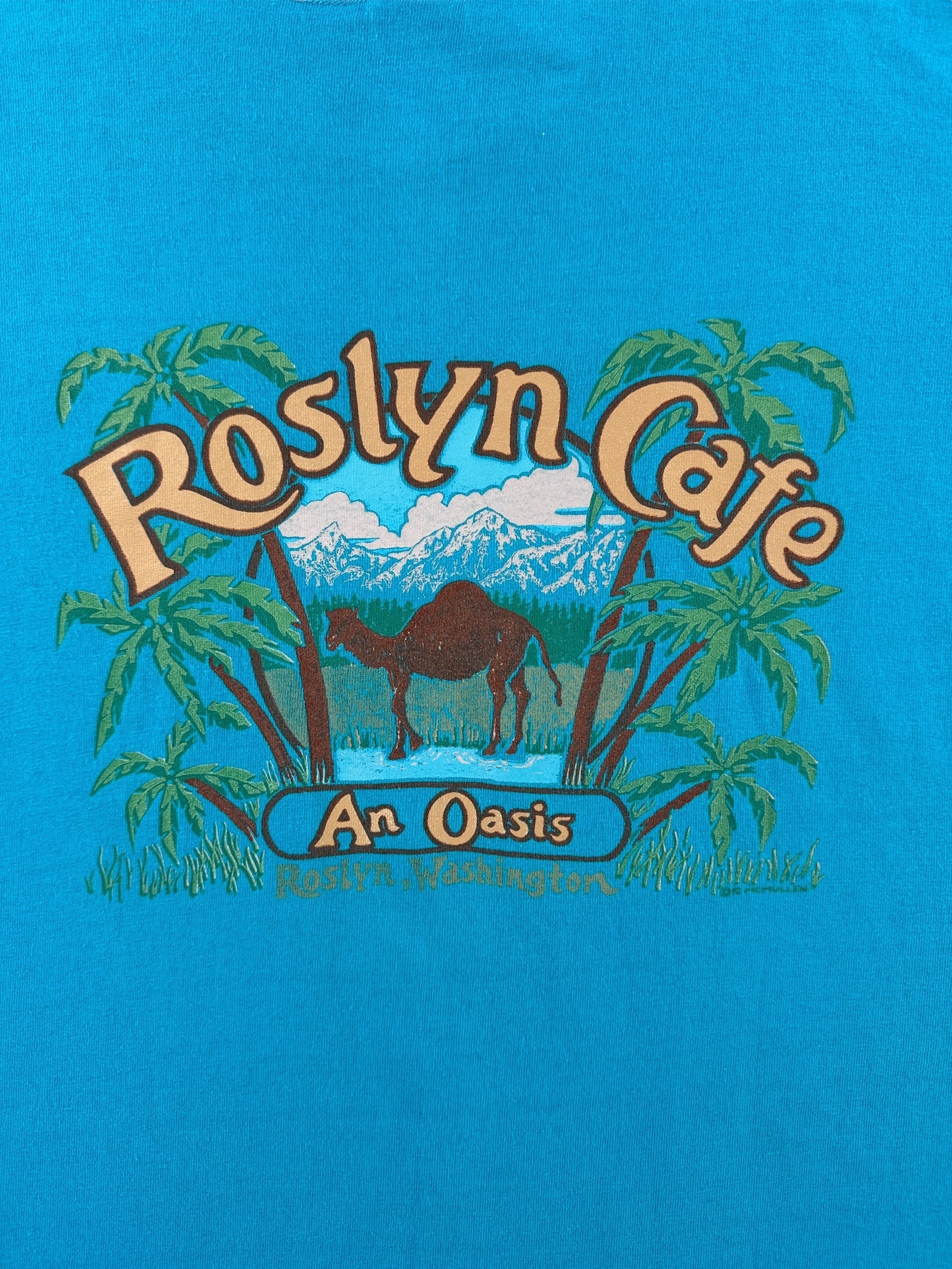 Back Graphic of Vintage Roslyn Cafe Northern Exposure Tee SZ L