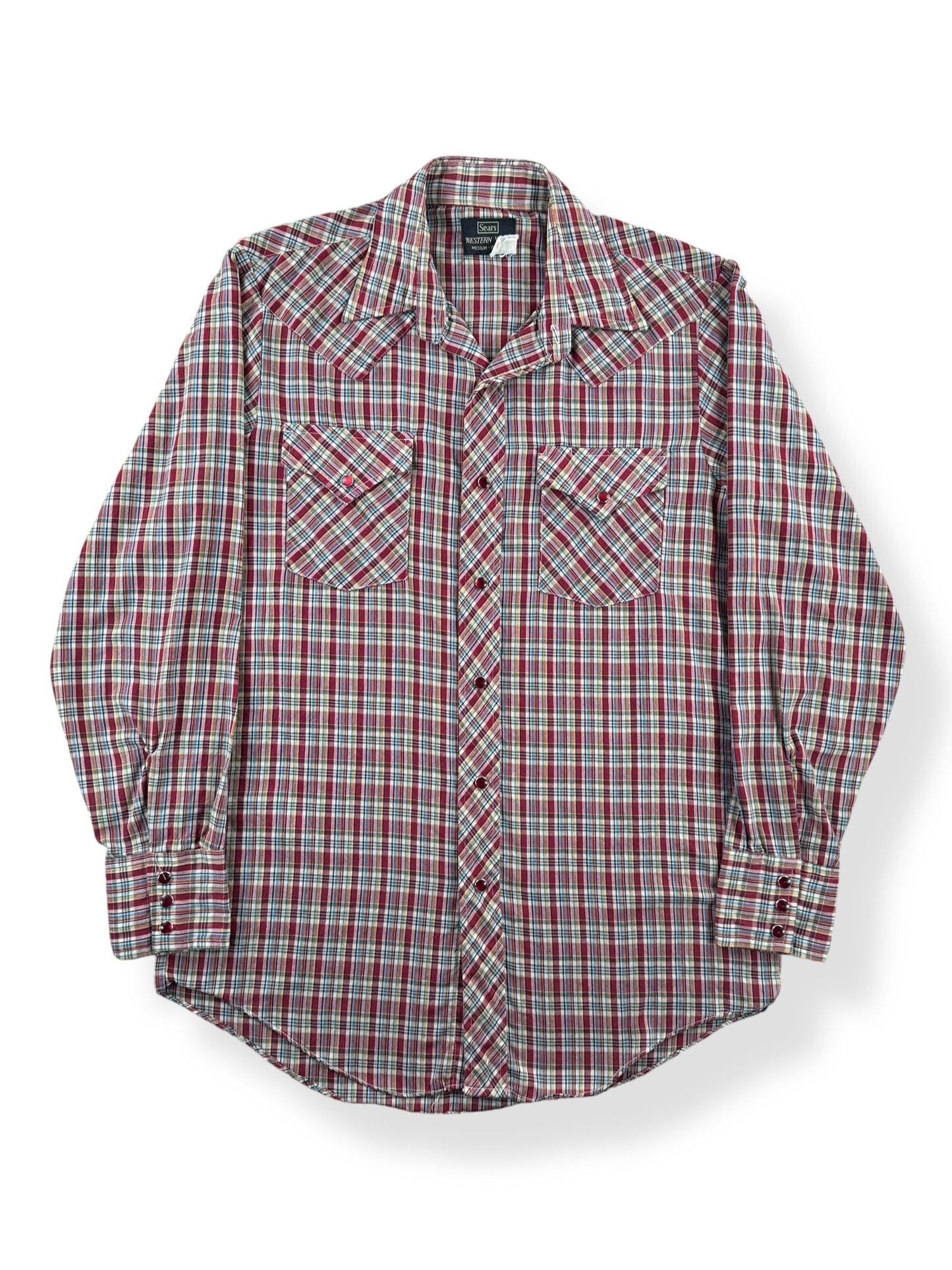 Front of Vintage Sears Western Wear Pearl Snap Shirt SZ M