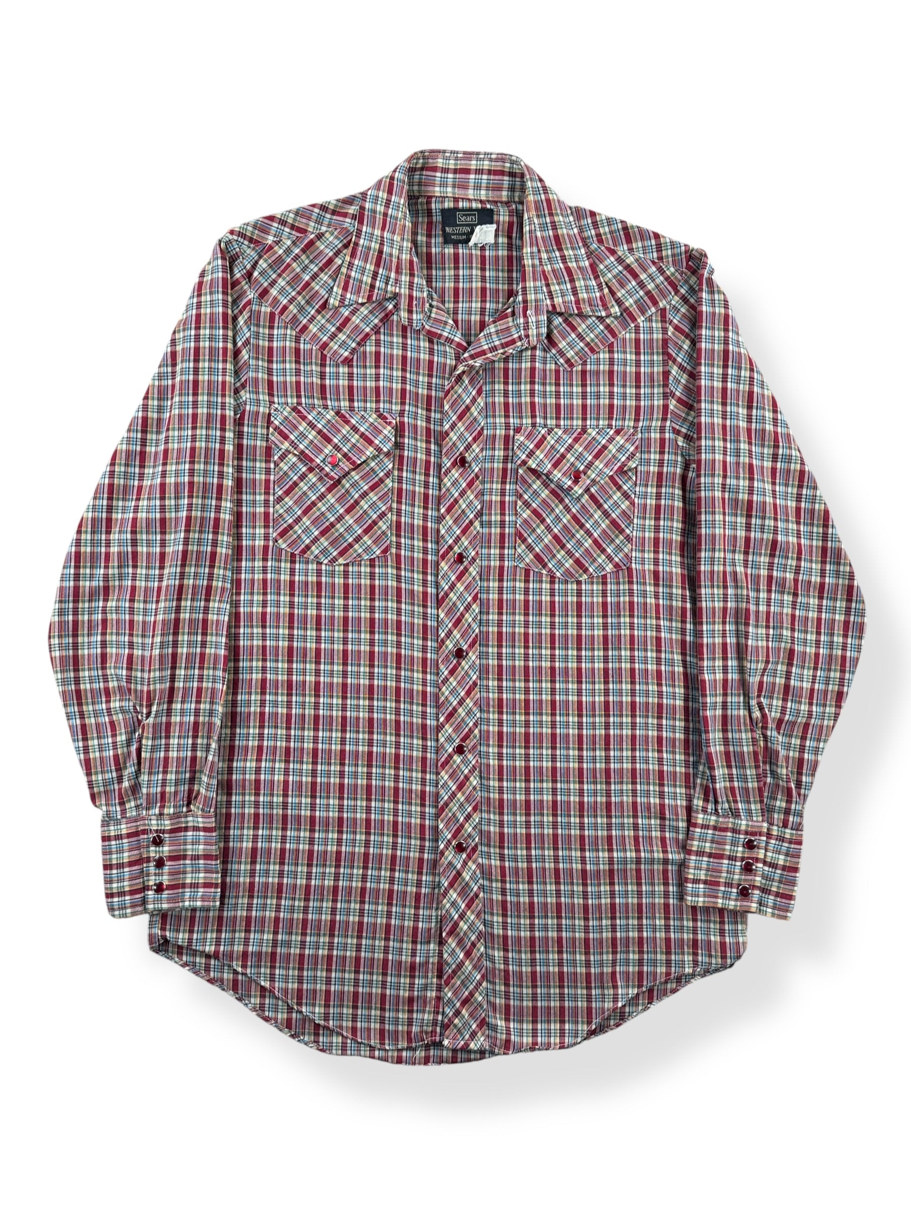 Front of Vintage Sears Western Wear Pearl Snap Shirt SZ M