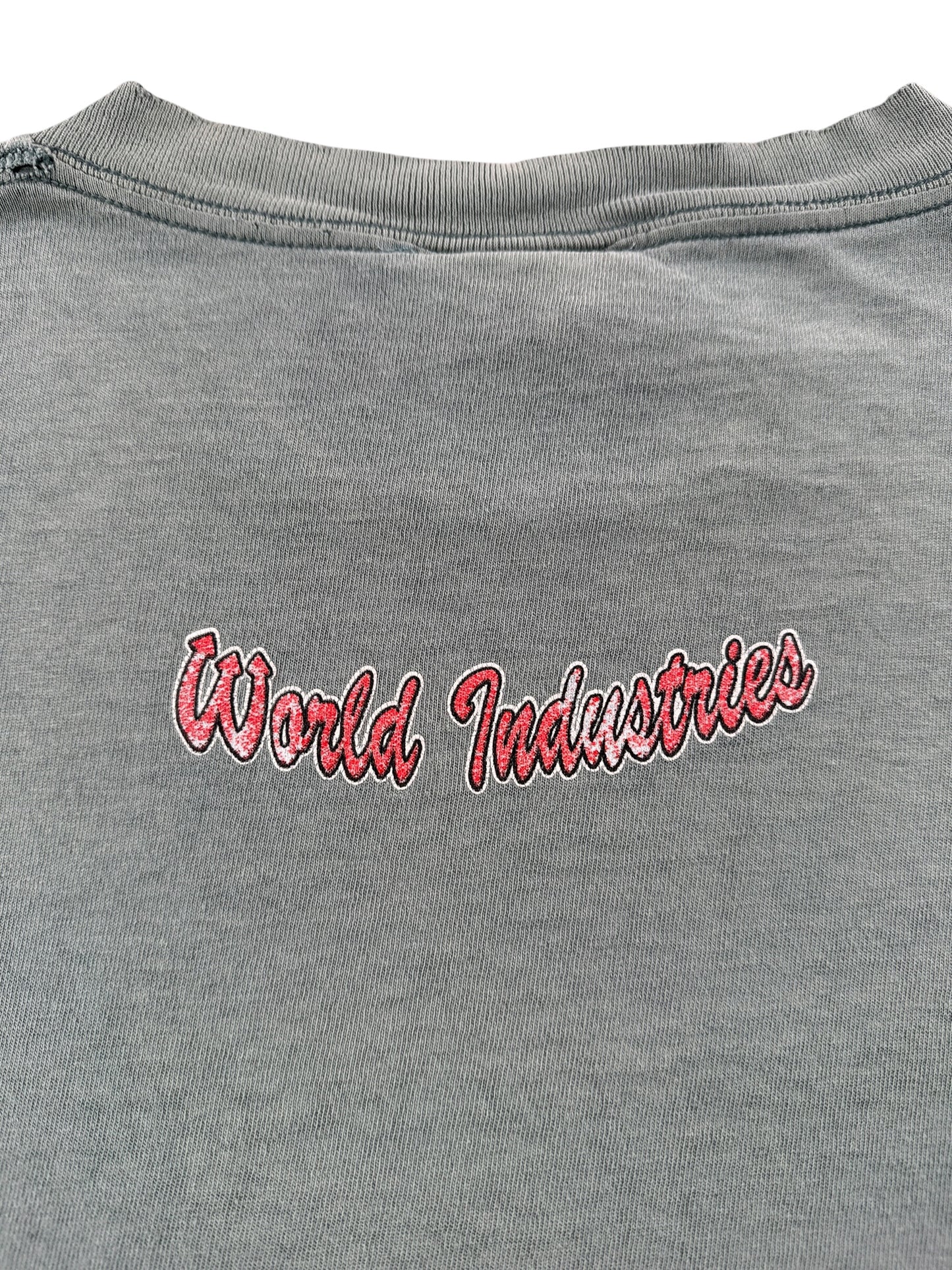 Graphic on Vintage World Industries Flame Boy Tee SZ L