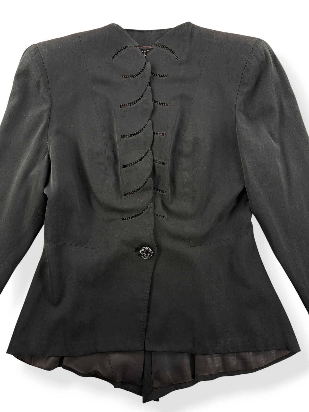 Close-up of Vintage 40s Blazer w Tails SZ M/L - AS IS