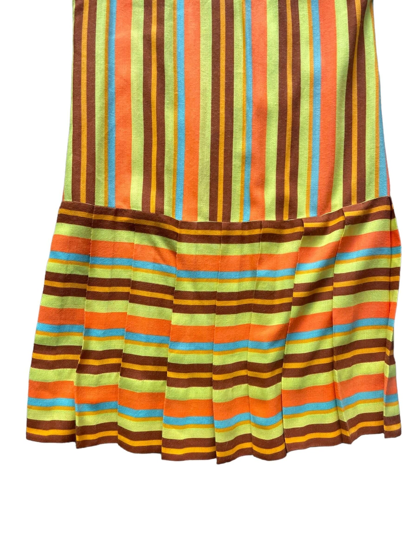 Front skirt view of Vintage 1960s Mod Striped Pleated Mini SZ L | Seattle True Vintage | Barn Owl Vintage