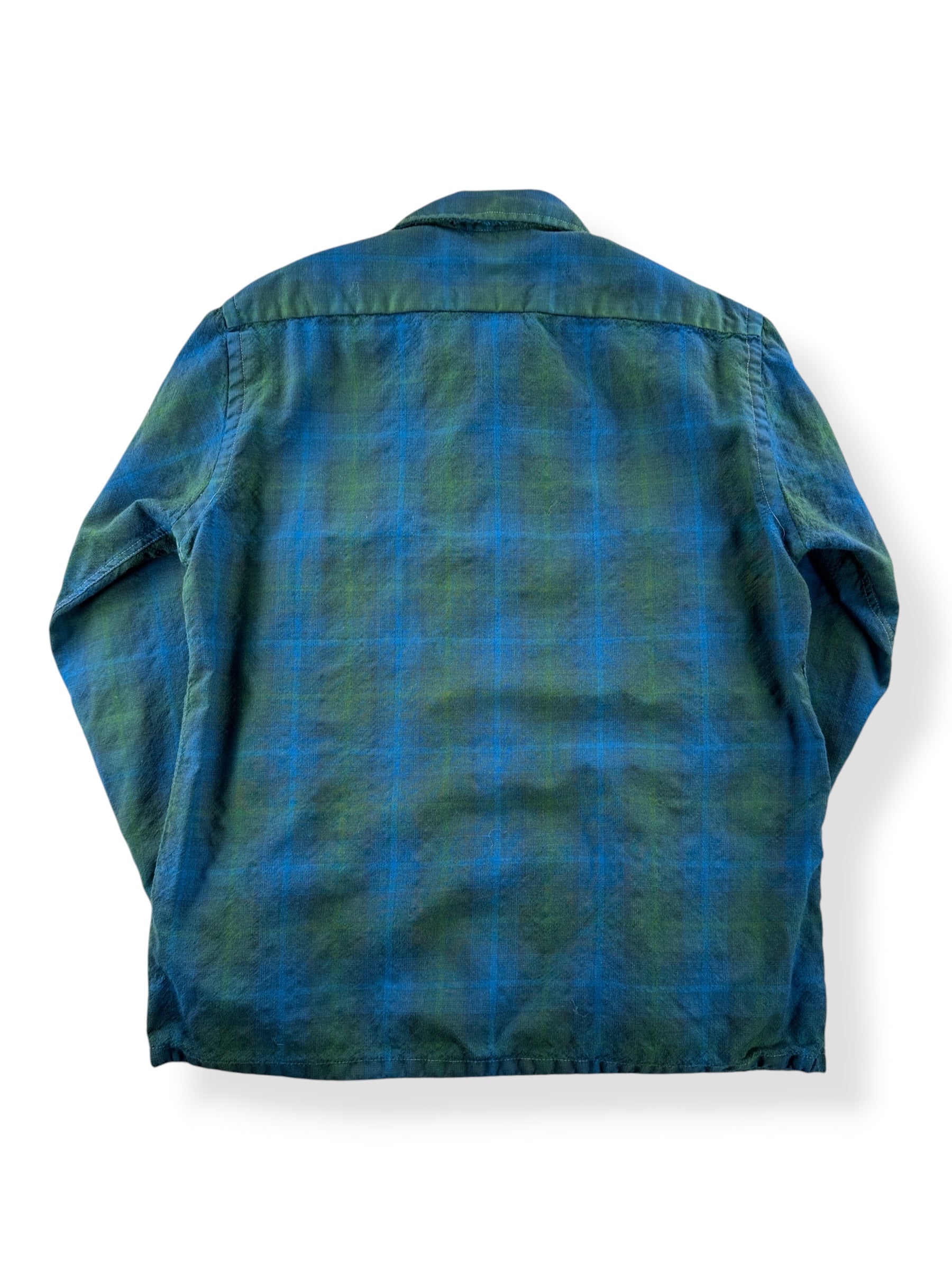 Back of Vintage Woolshire Shadow Plaid Loop Collar Shirt SZ M - AS IS