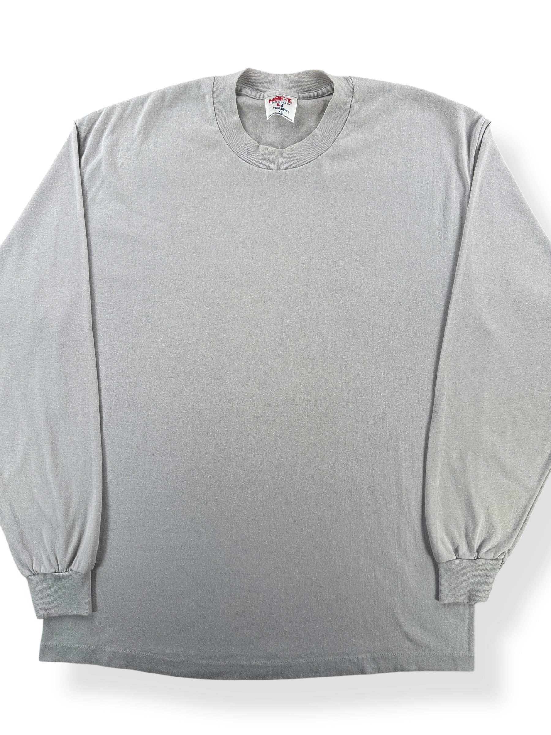 Front Close Up of Vintage Grey Blank Longsleeve Tee SZ XL (Fits L)