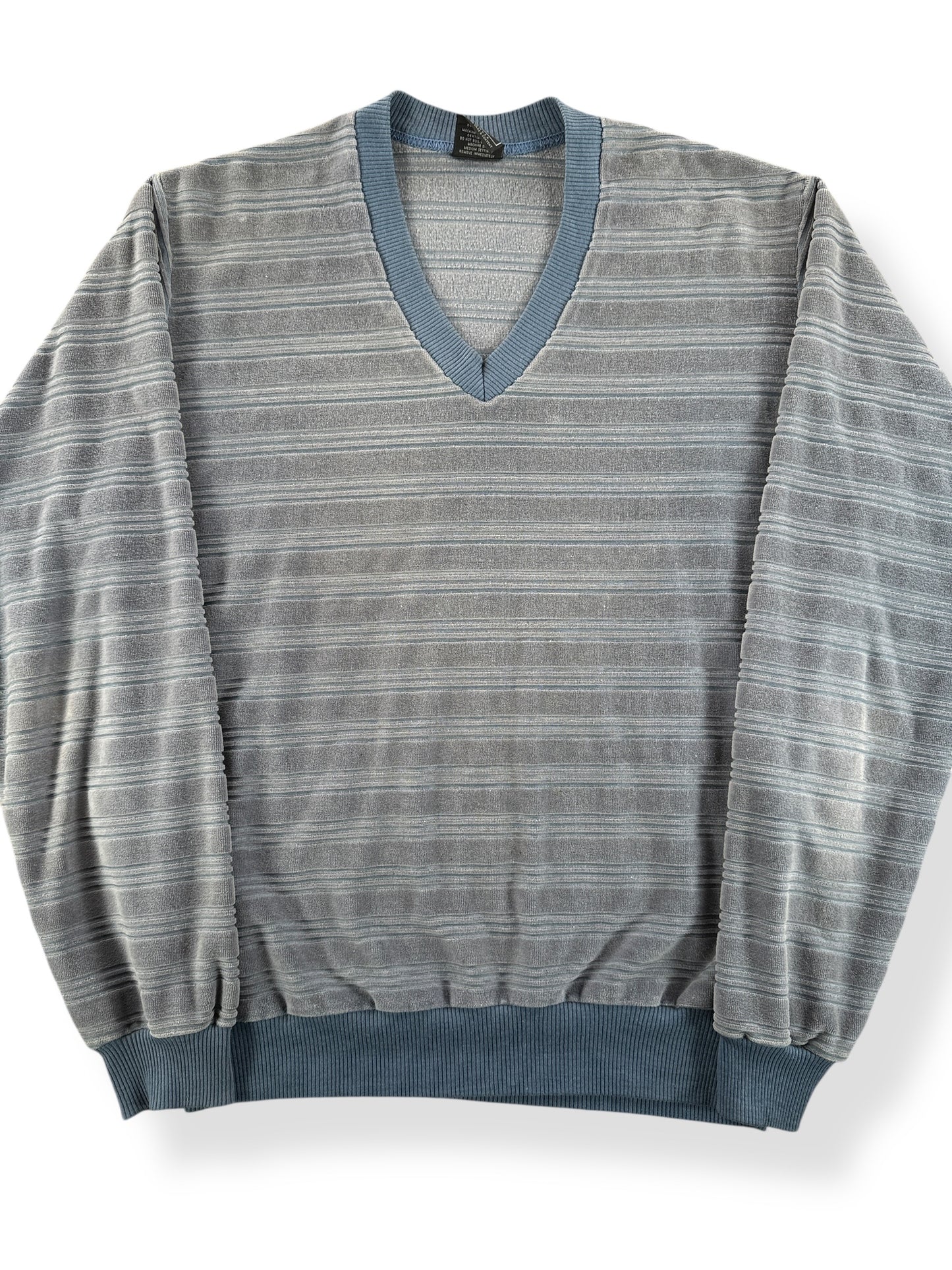 Front Close Up of Vintage Campus Velour Shirt SZ M