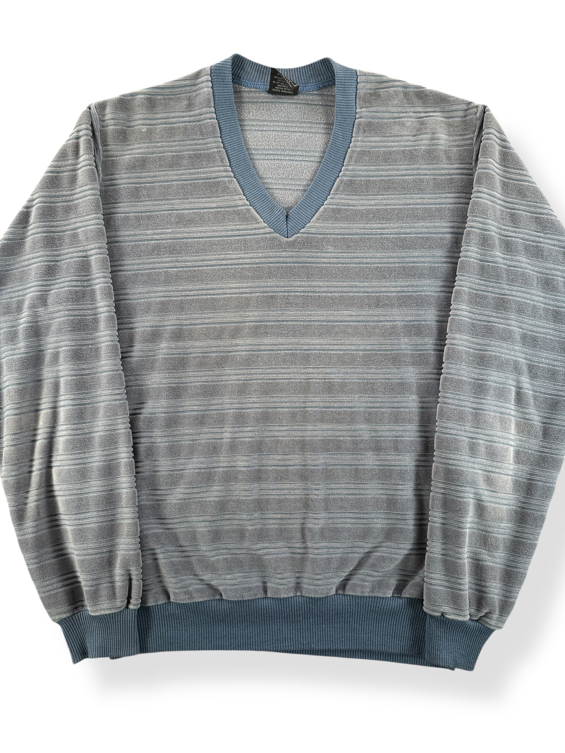 Front Close Up of Vintage Campus Velour Shirt SZ M