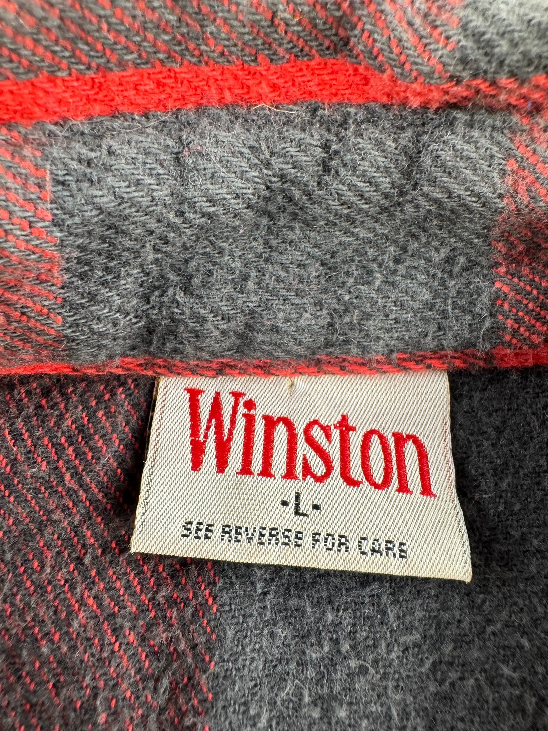 Tag on Vintage Winston Red & Black Cotton Flannel SZ L
