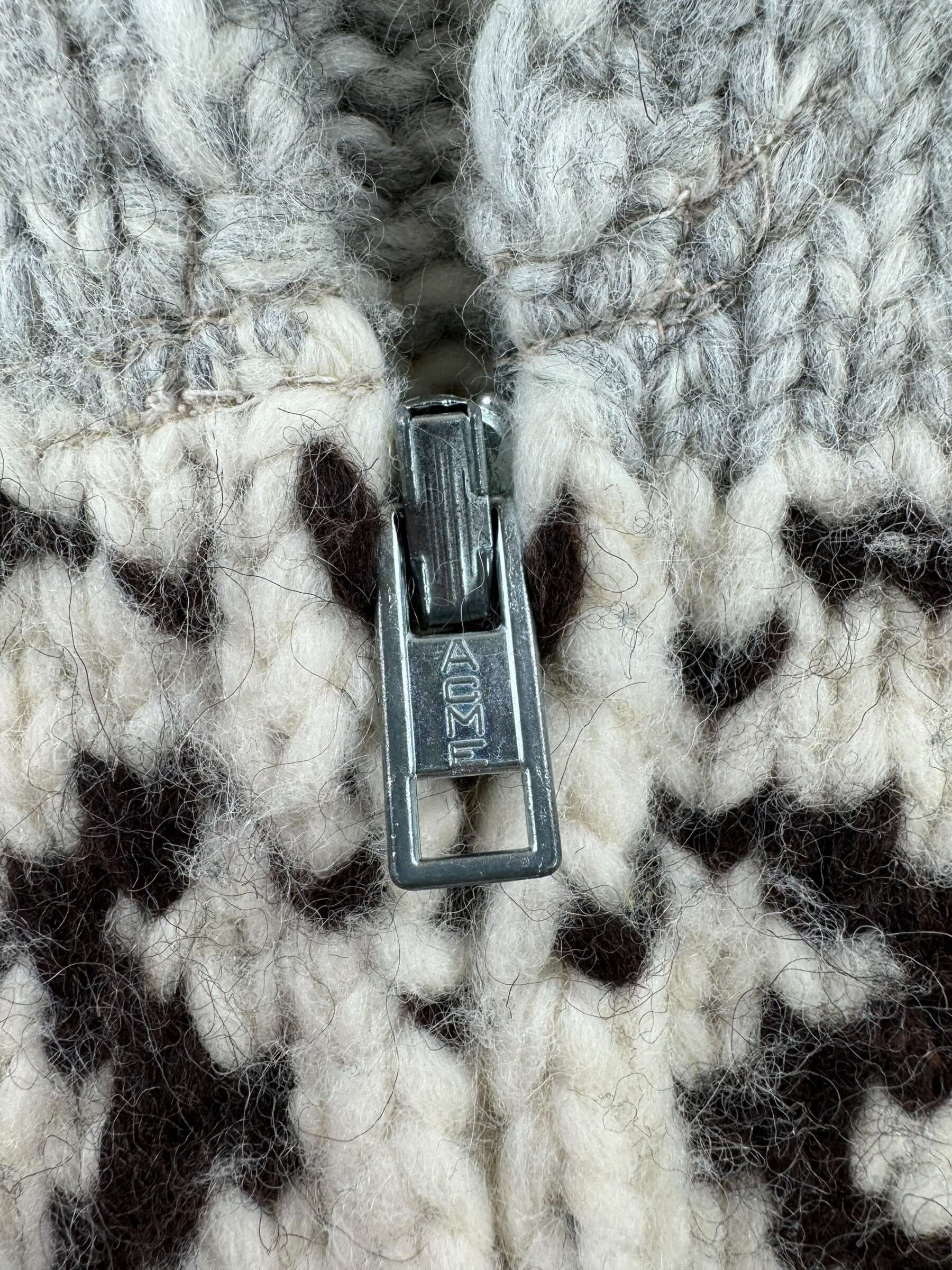 Zipper on Vintage Cowichan Style Vest SZ M