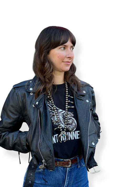 Vintage Womens 1980s First Leather Motorcycle Jacket SZ S