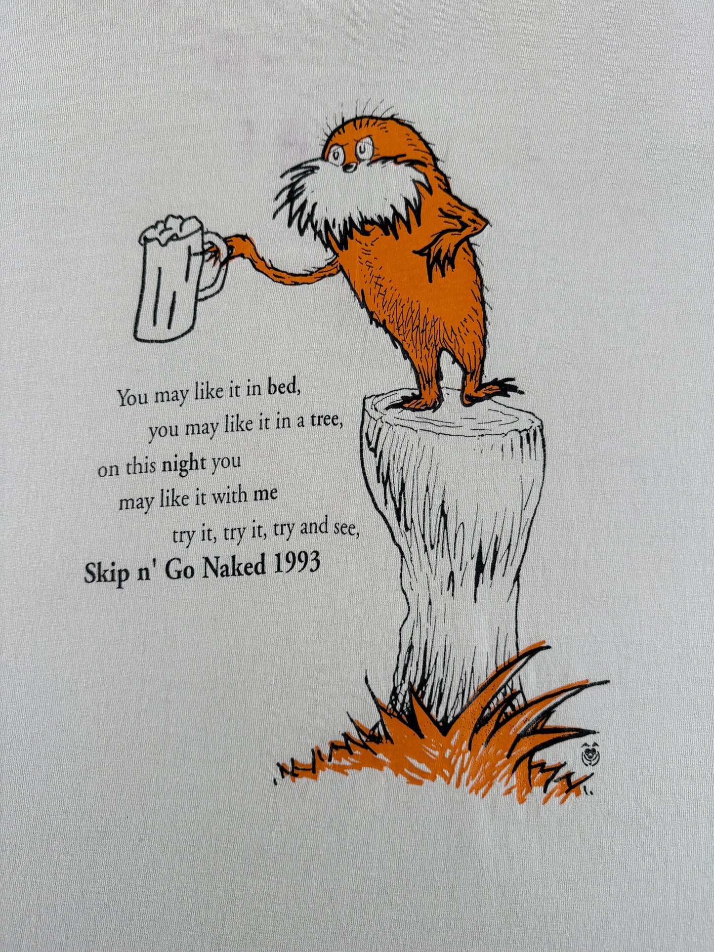 Back of Vintage Lorax Frat Tee SZ XL
