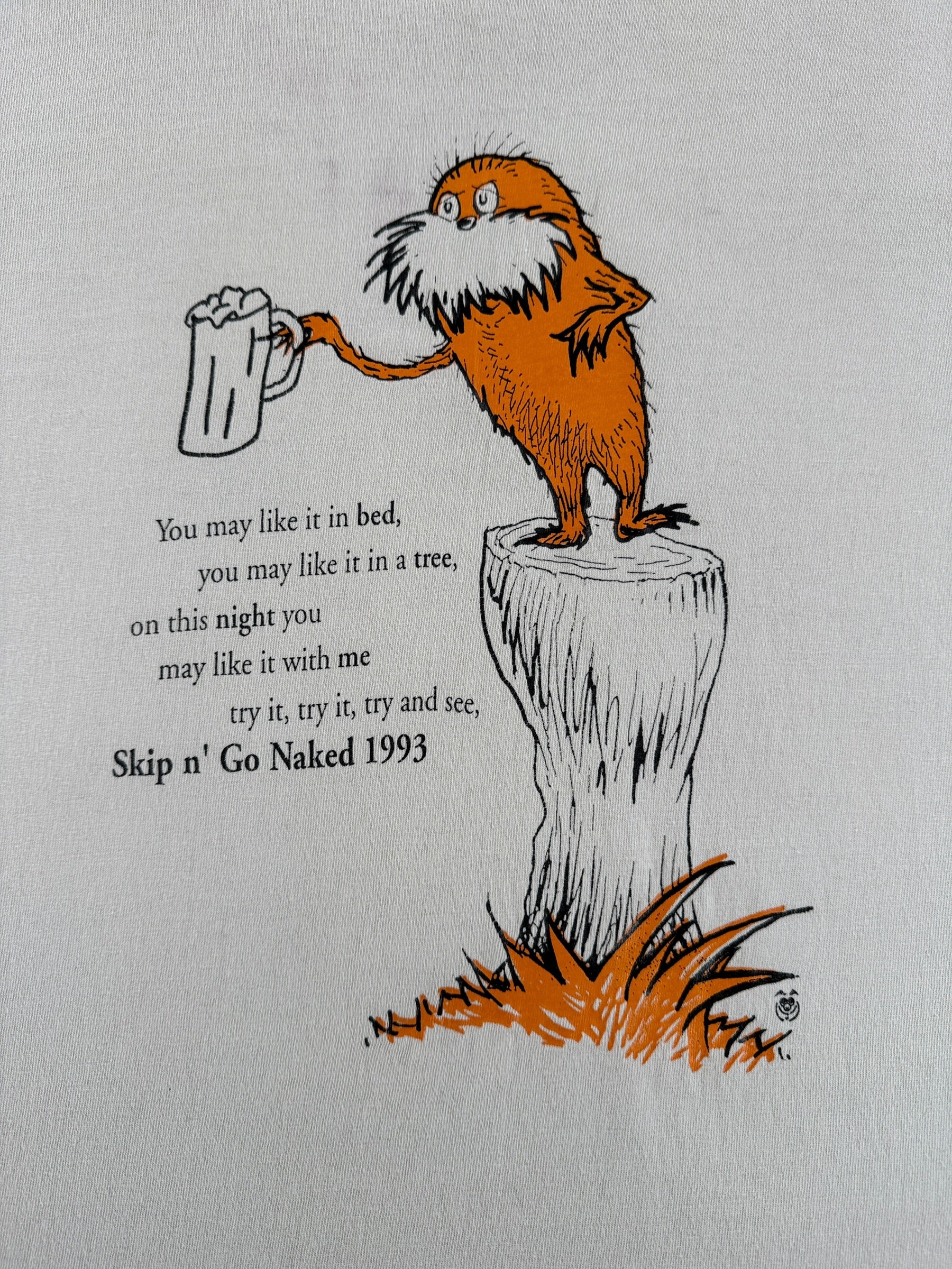 Back of Vintage Lorax Frat Tee SZ XL