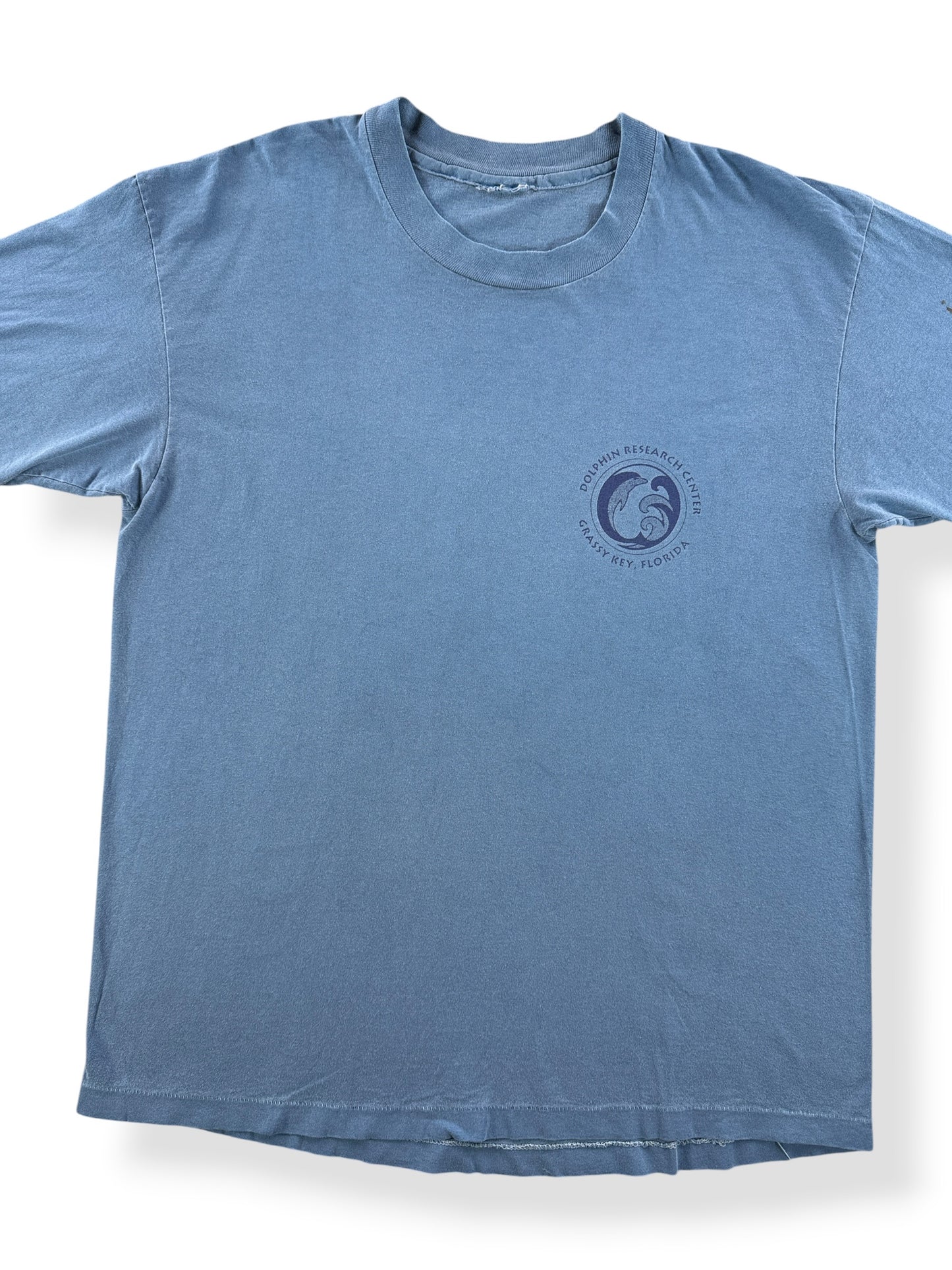 Front Close Up of Vintage Dolphin Research Center Tee SZ L