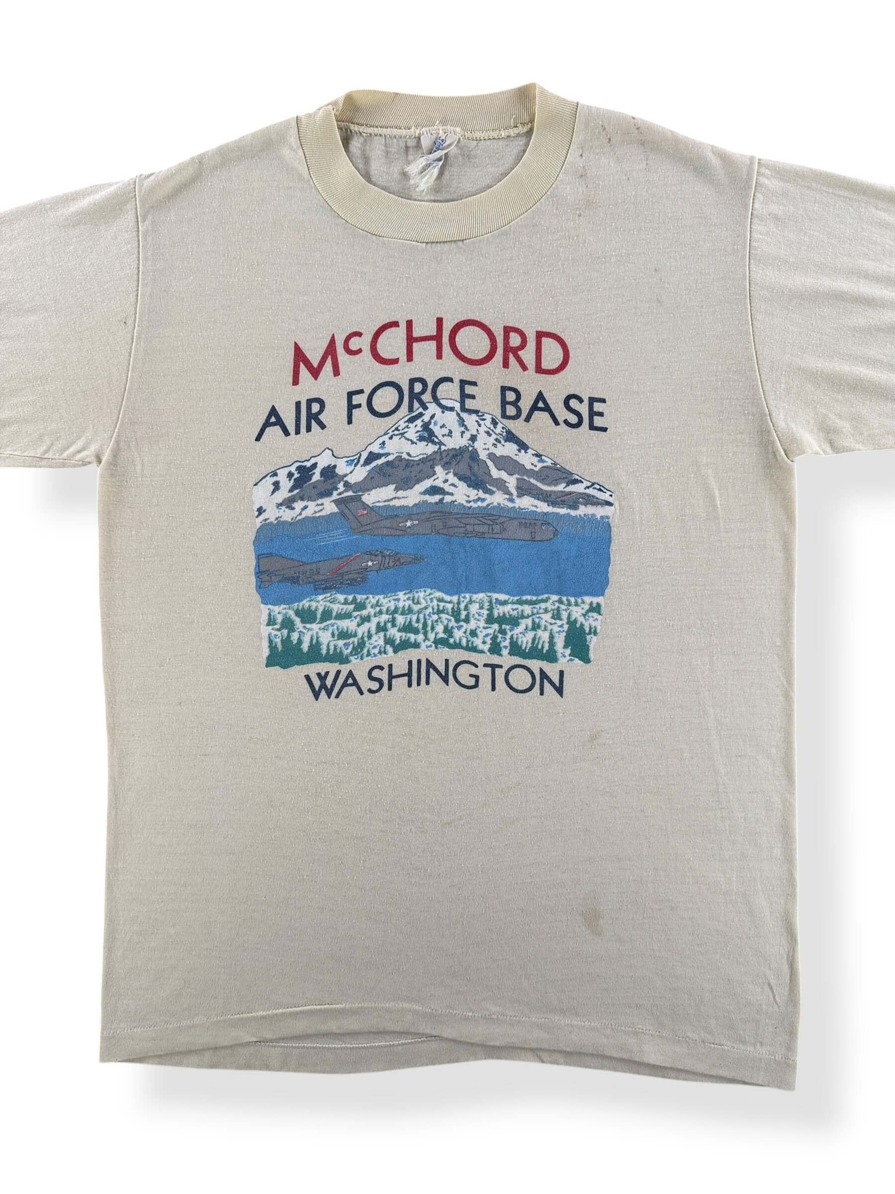 Front Close Up of Vintage McChord Air Force Base Washington Tee SZ L (Fits M)