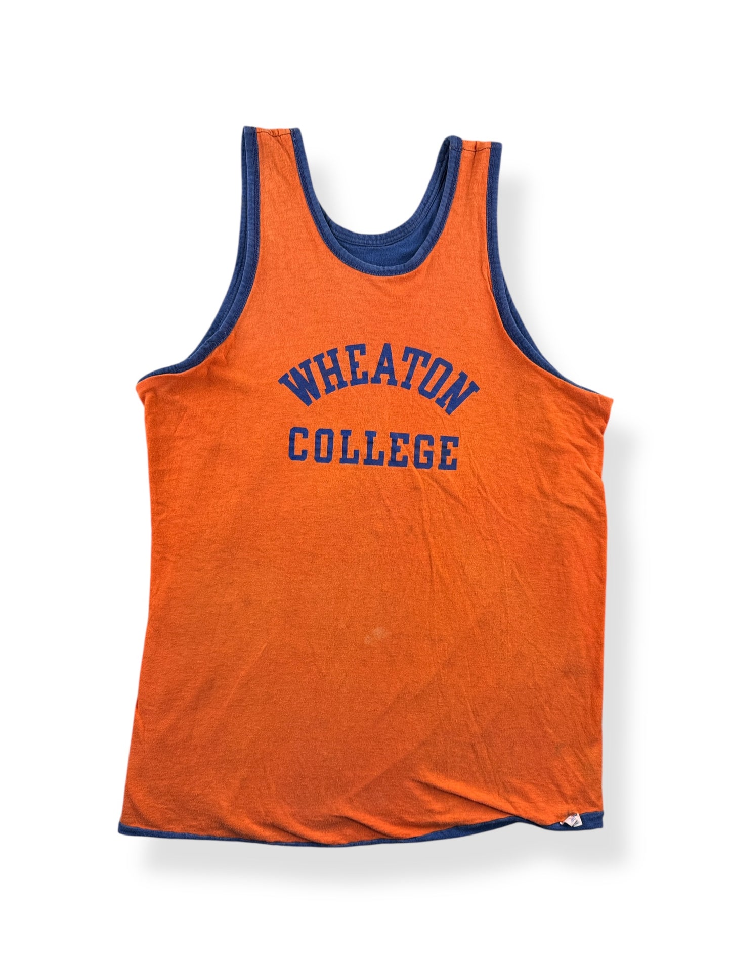 Front of Vintage Champion Blue Bar Wheaton College Reversible Tank Top SZ L (Fits M)