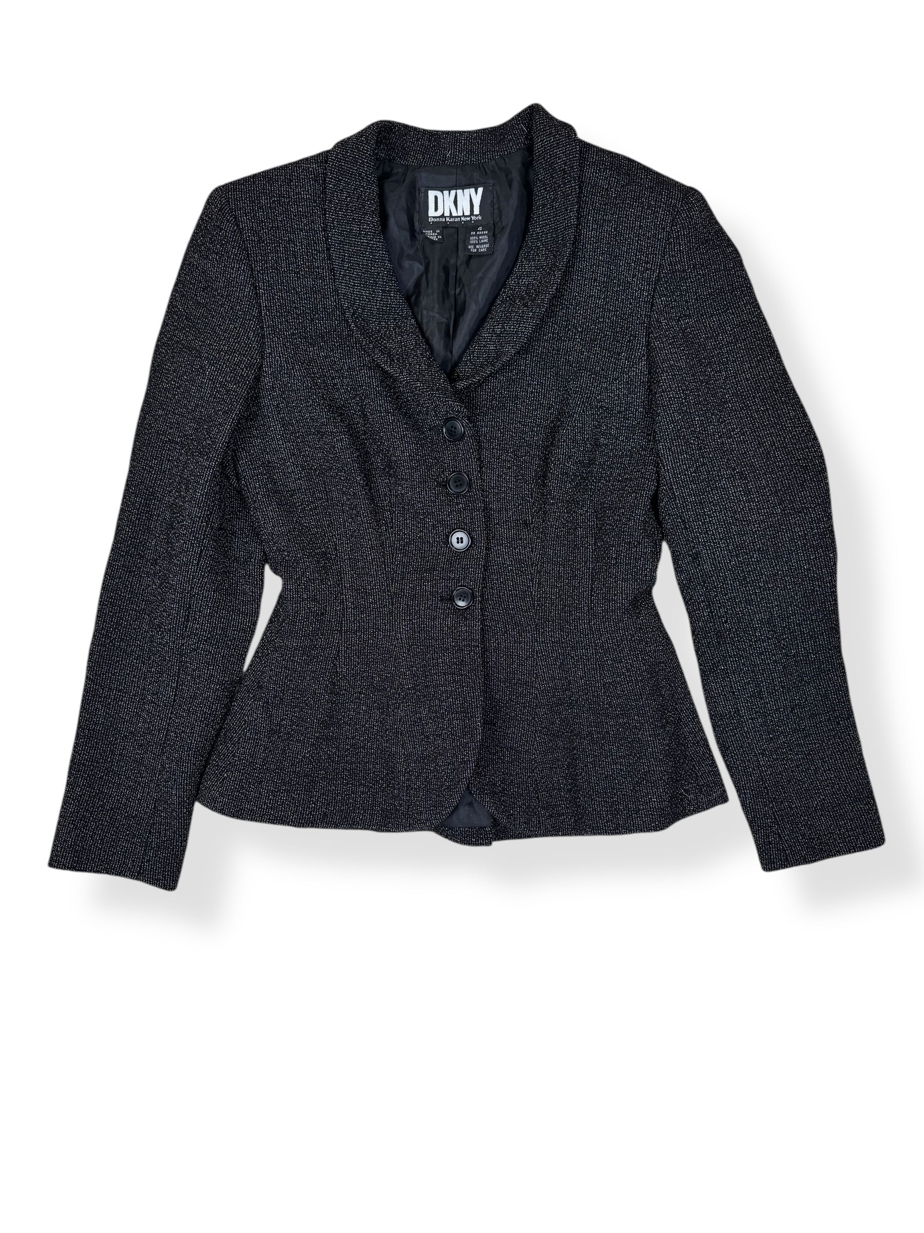 Front of 1990s DKNY 40s Inspired Wool Blazer M
