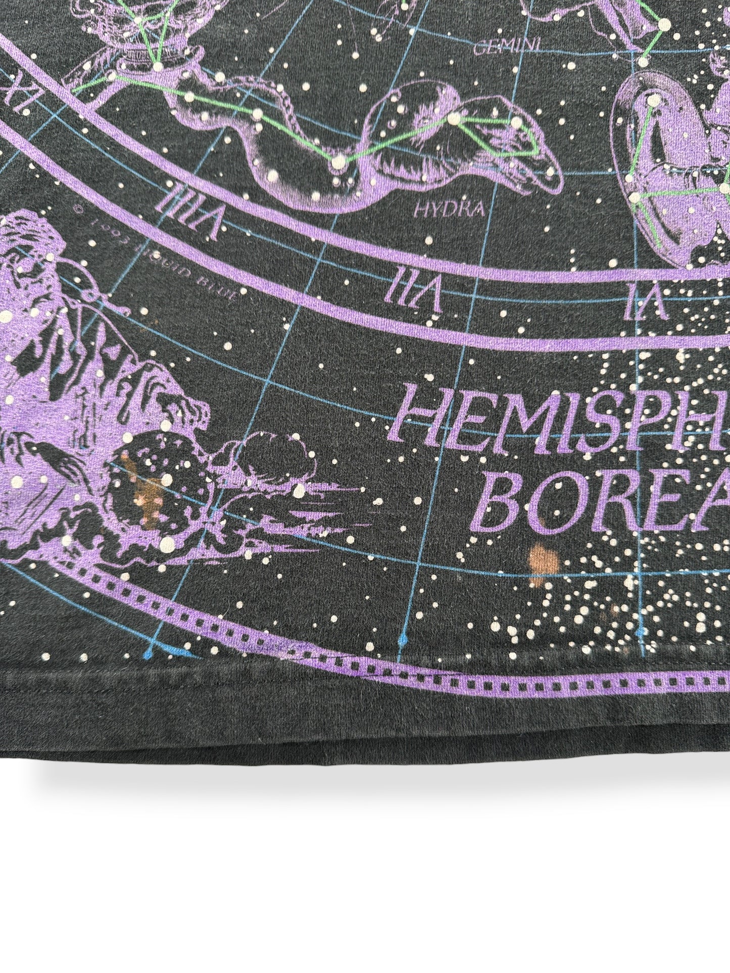 Staining on Vintage Liquid Blue Constellations AOP Tee SZ XL