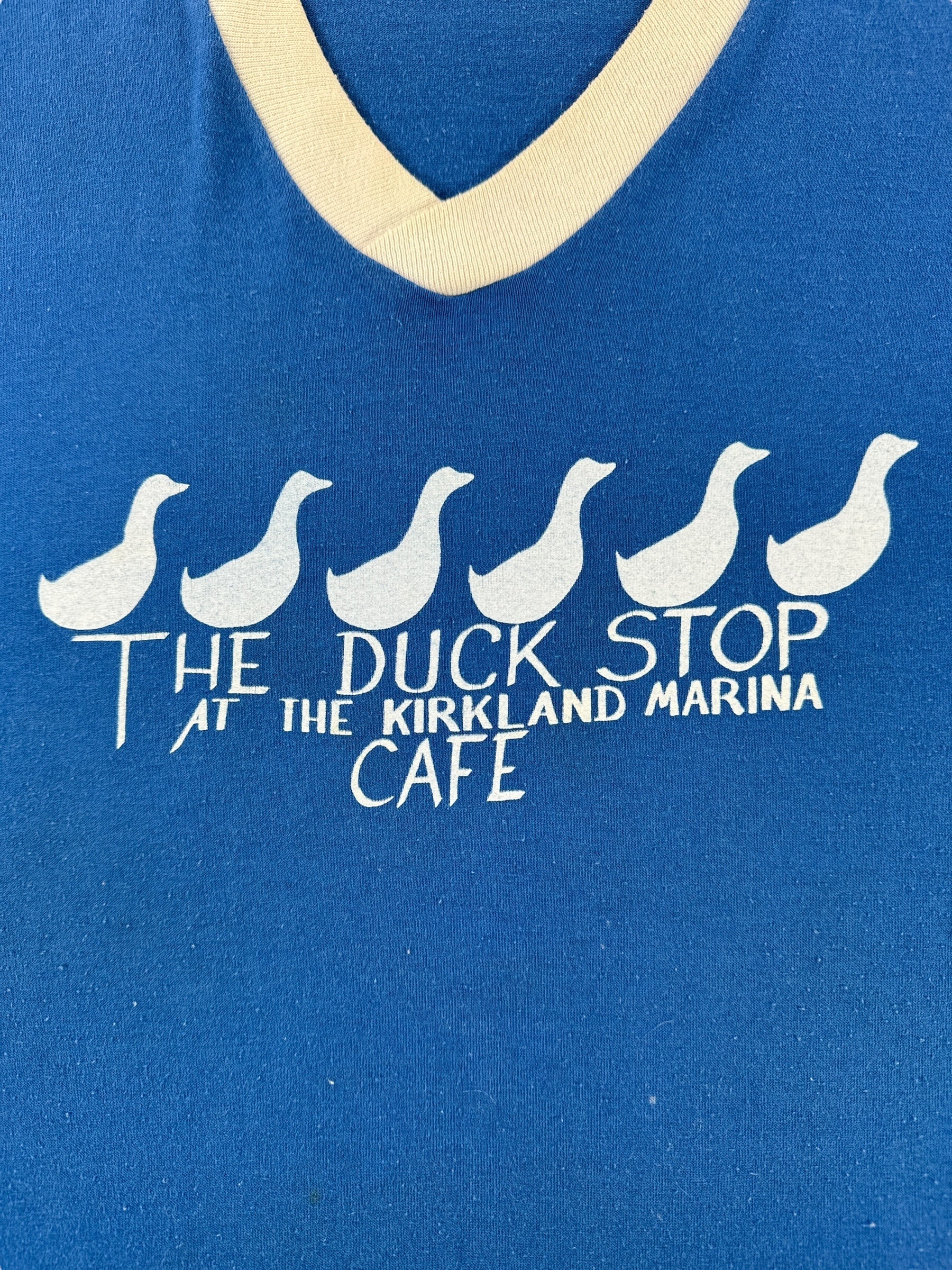 Front Graphic of Vintage The Duck Stop At Kirkland Marina Jersey SZ L