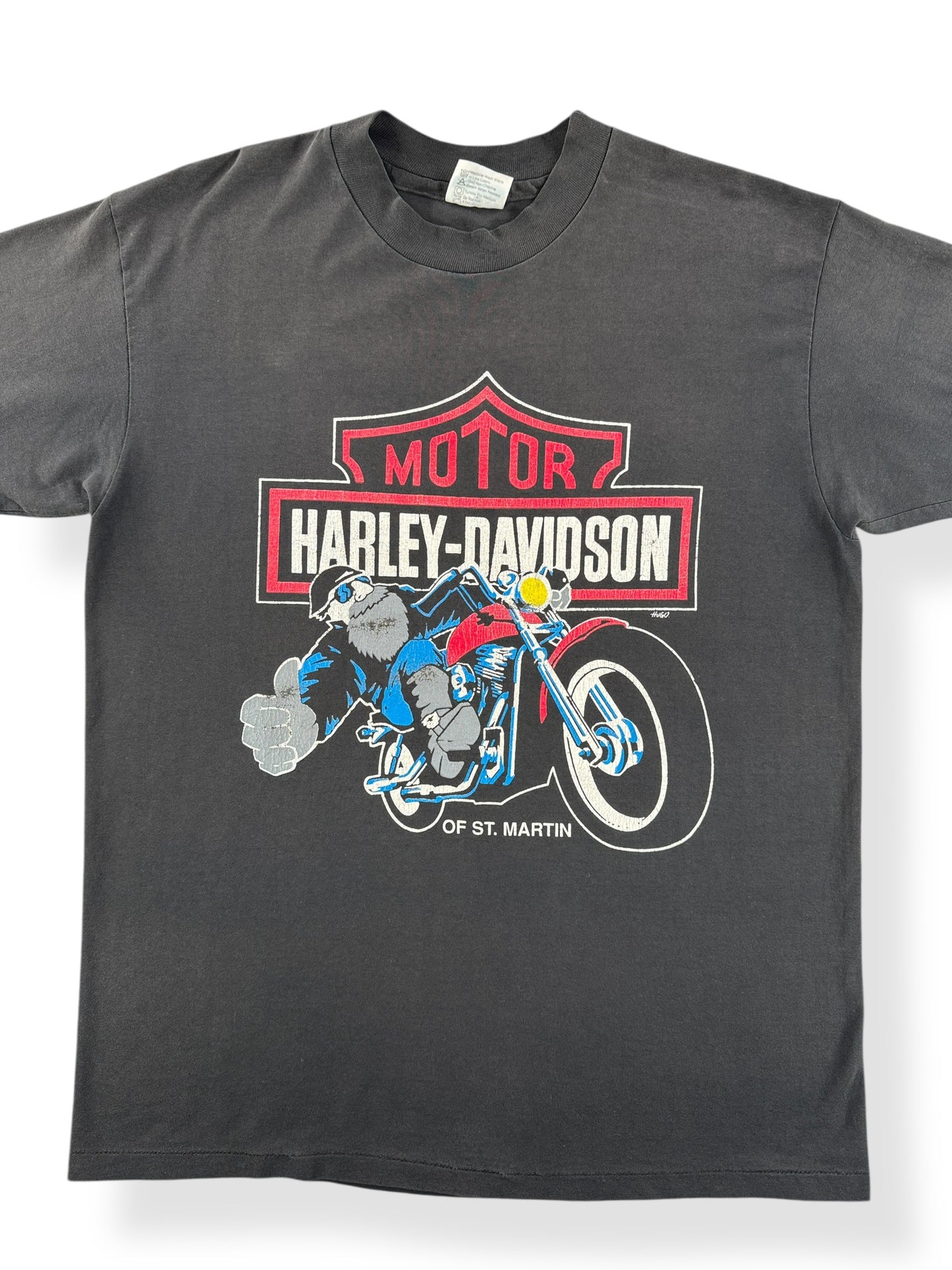 Front Close Up of Vintage Harley Davidson St. Martin Tee SZ L