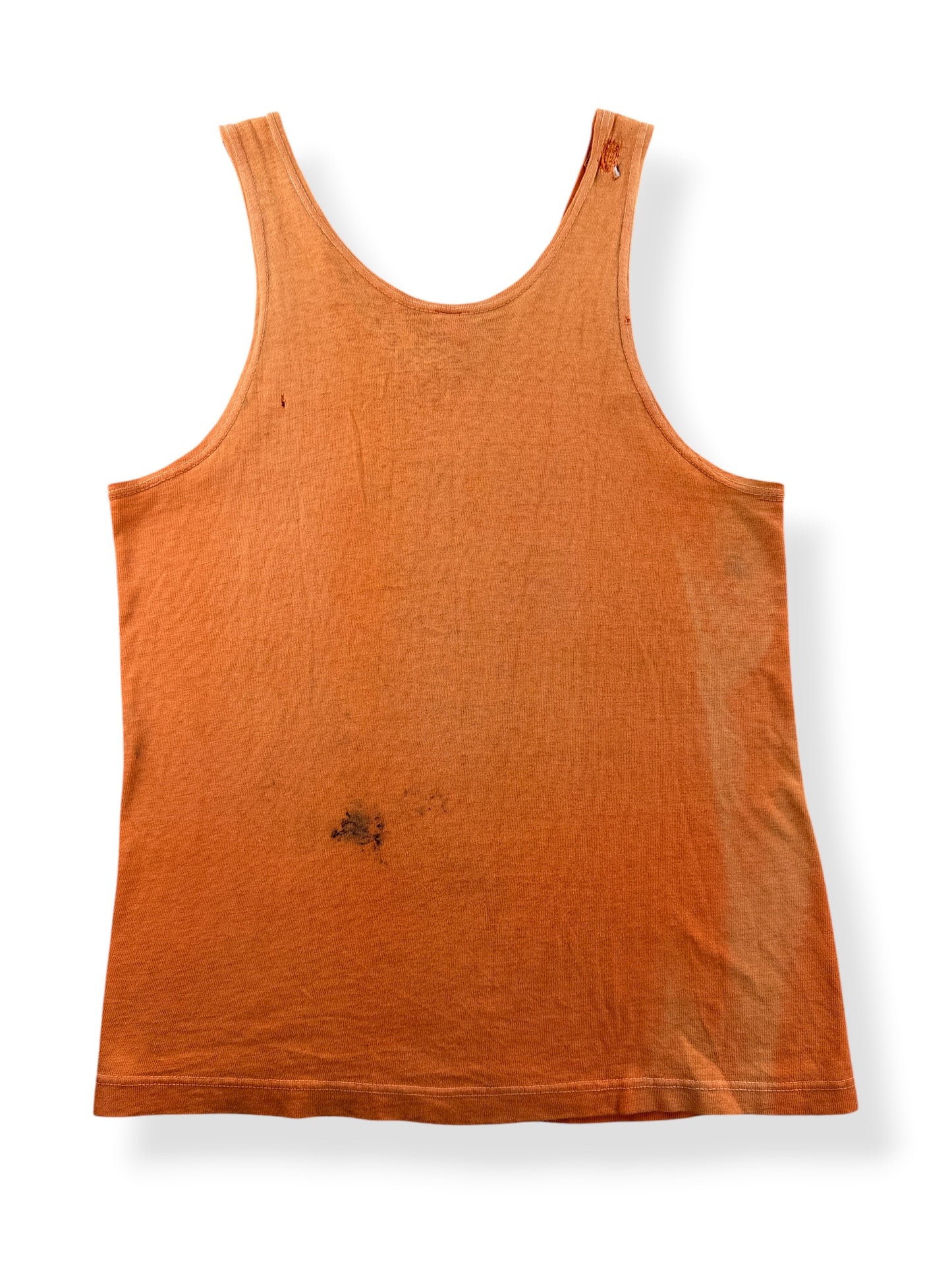 Back of Vintage 1960s Faded Orange LCHS Tigers Tank Top SZ M (Fits S)