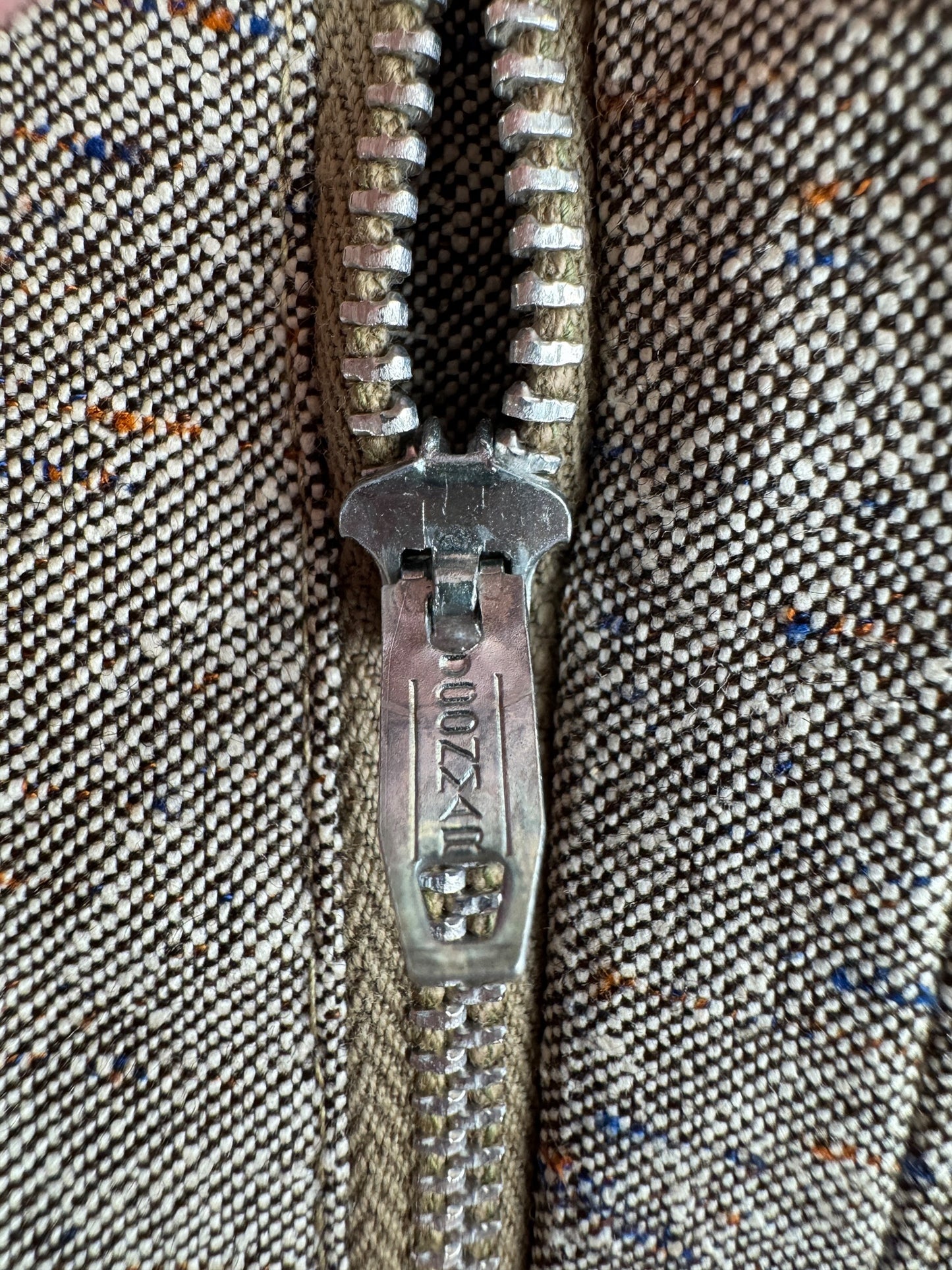 Zipper on Vintage Flecked Wool Rayon Drop Loop Trousers W34