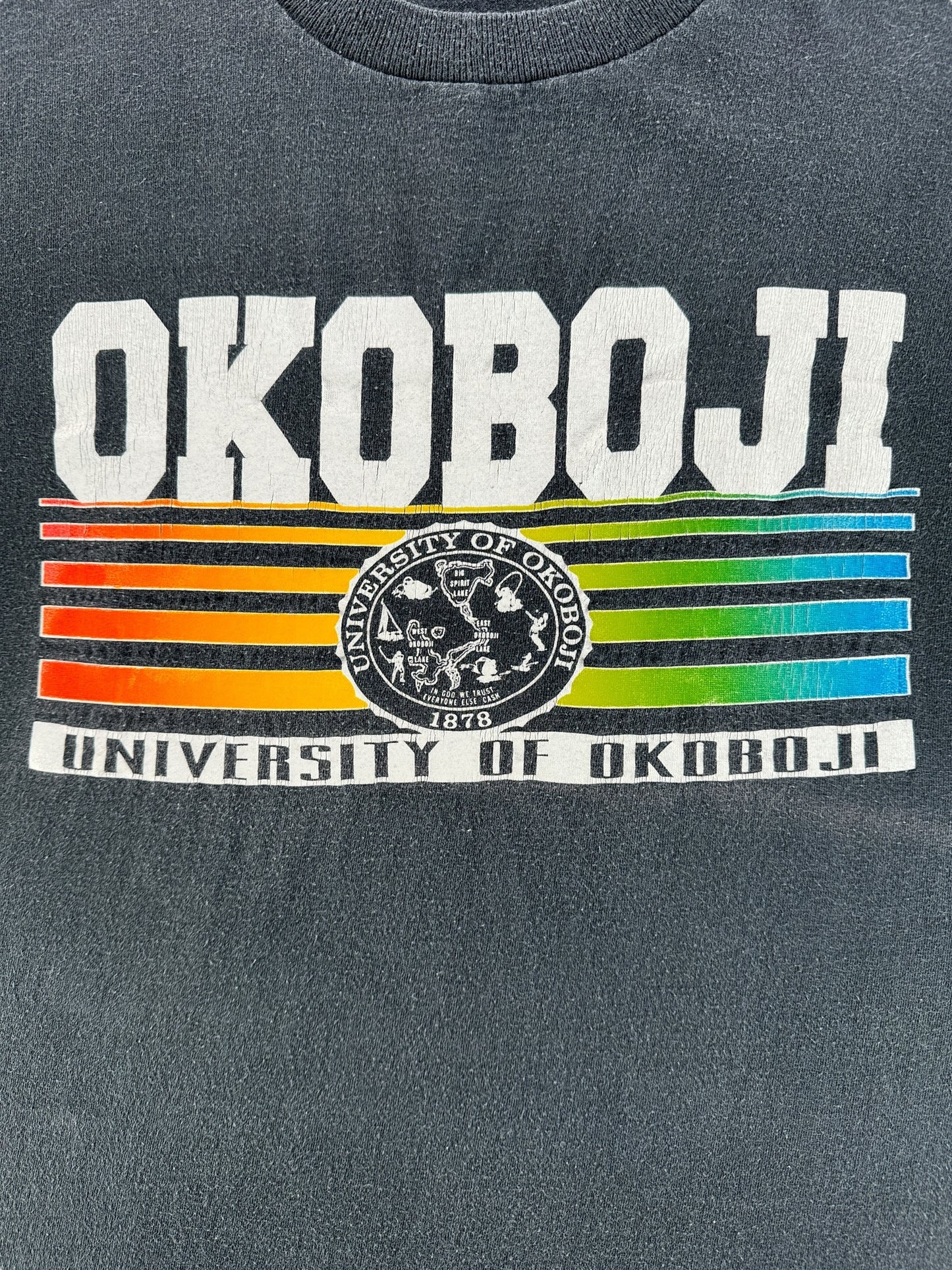 Front Graphic of Vintage University of Okoboji Tee SZ XL
