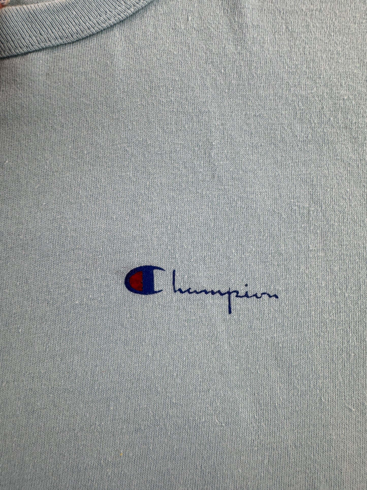 Graphic of Vintage Robin's Egg Blue Champion Tee SZ L (Fits M)