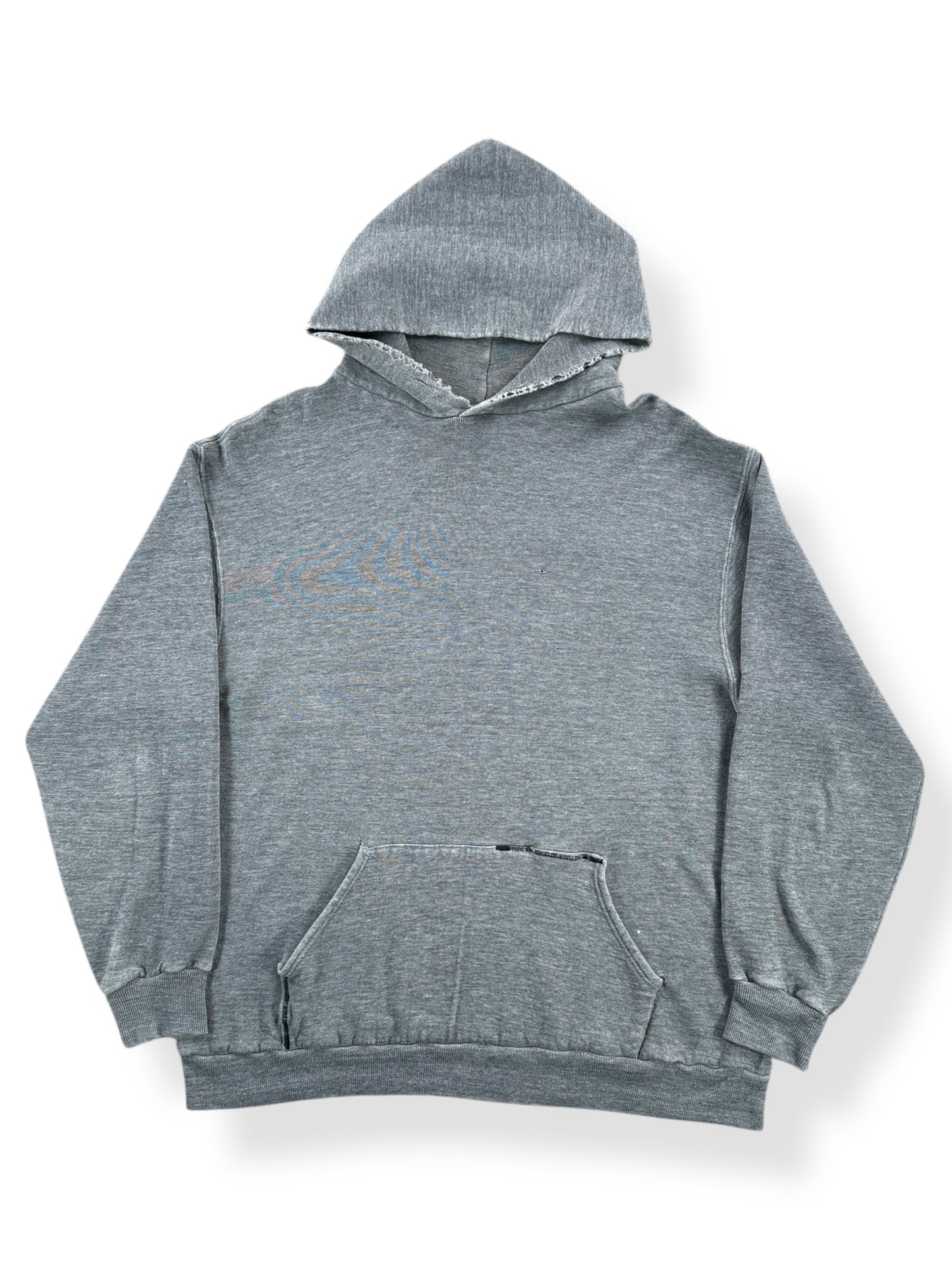 Front of Vintage Grey Distressed and Repaired Hoodie SZ M