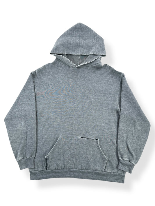 Front of Vintage Grey Distressed and Repaired Hoodie SZ M