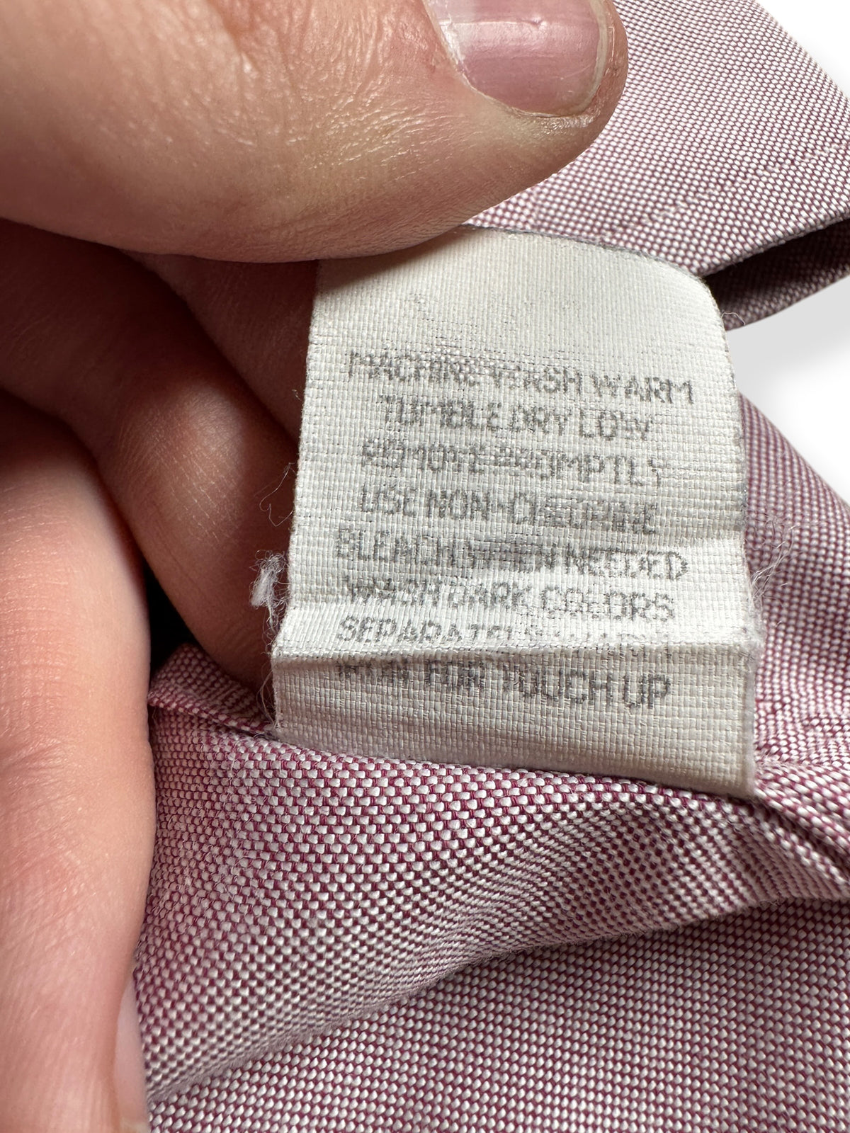 Info tag on Vintage NOS LL Bean Oxford Shirt SZ XL