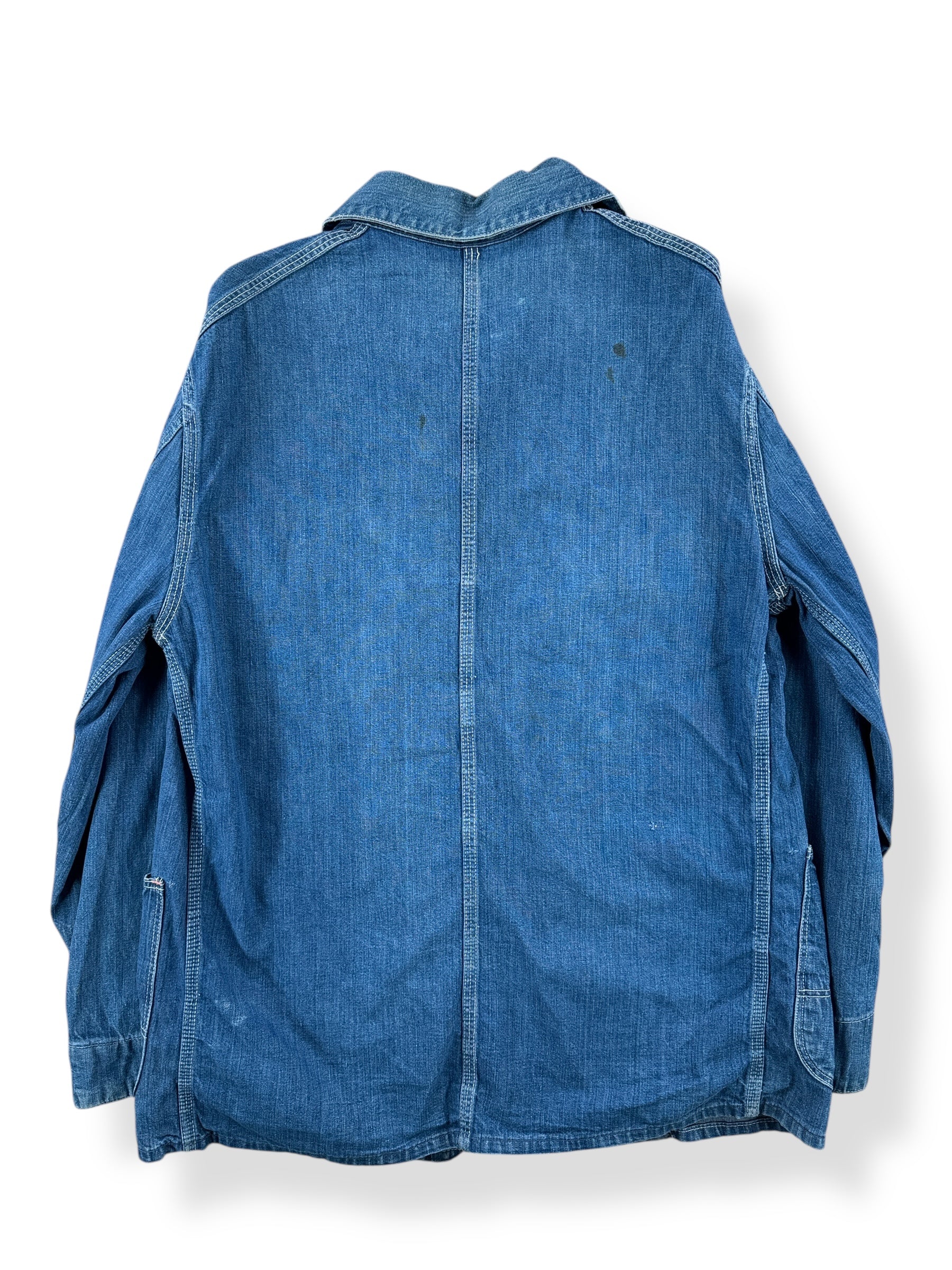 Back of Vintage Hand Repaired Sanforized Denim Chore Coat SZ L