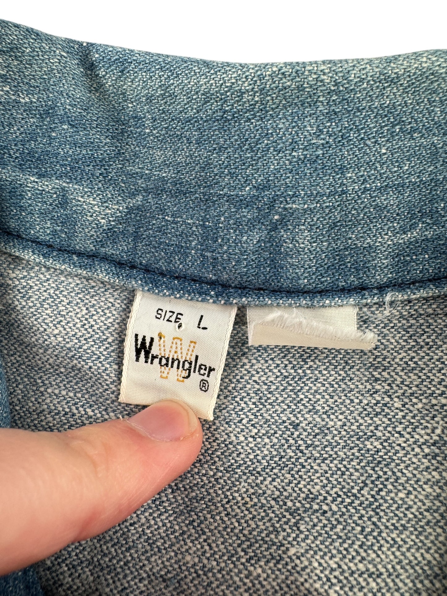 Tag on Vintage Wrangler Denim Shacket SZ L AS IS (Fits M)